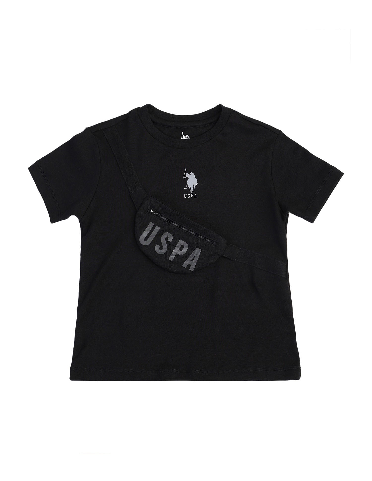 Regular fit Solid T-Shirts Black - U.S. Polo Assn. India | Large