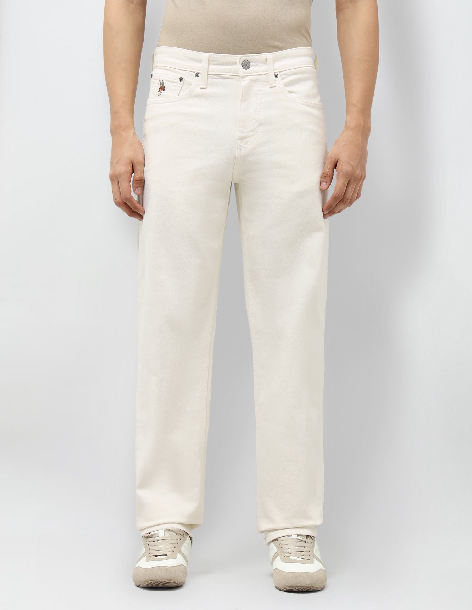 Shawn Relaxed Fit White Jeans Ivory - U.S. POLO ASSN. | Large