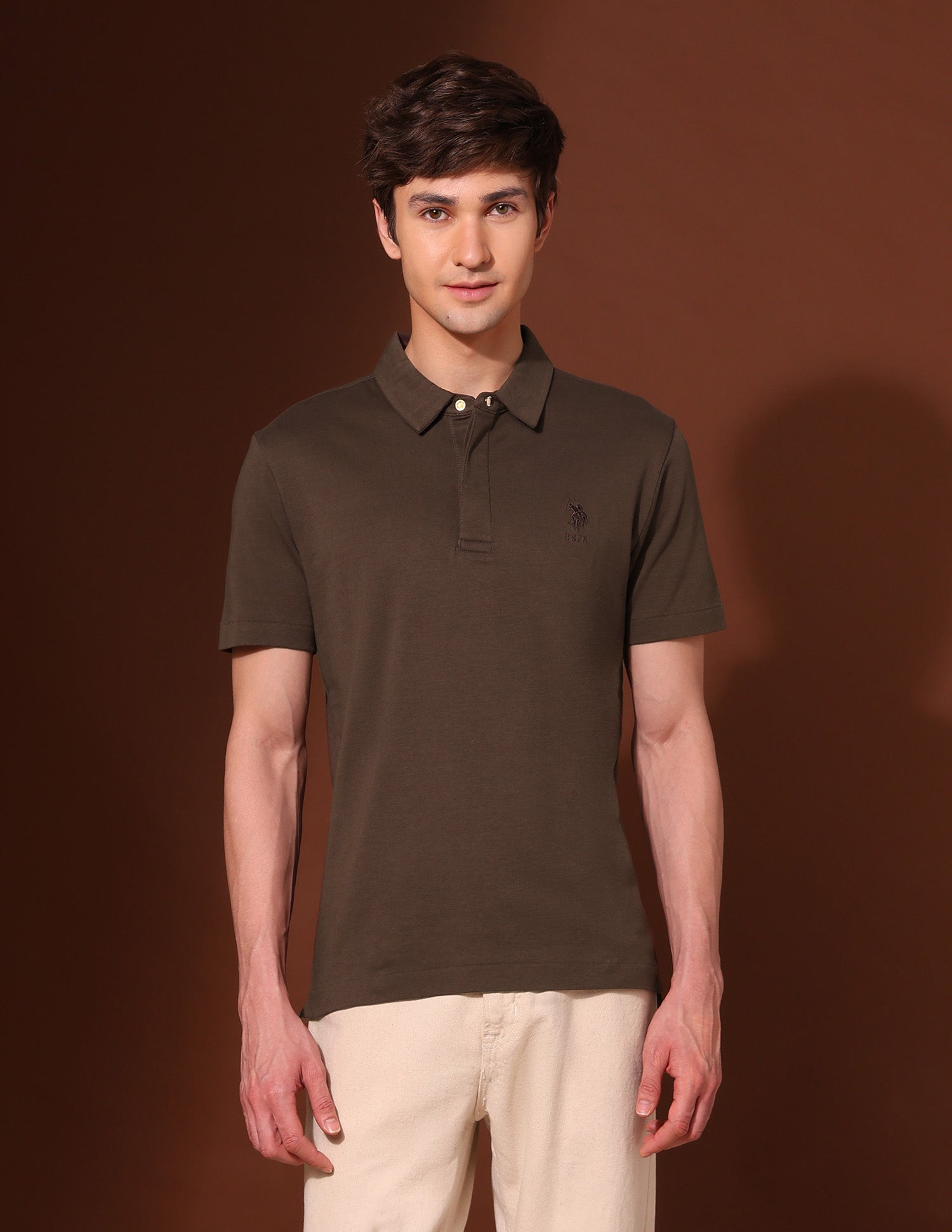 Pure Cotton Work And Wander Polo Shirt Brown - U.S. Polo Assn. India | Large