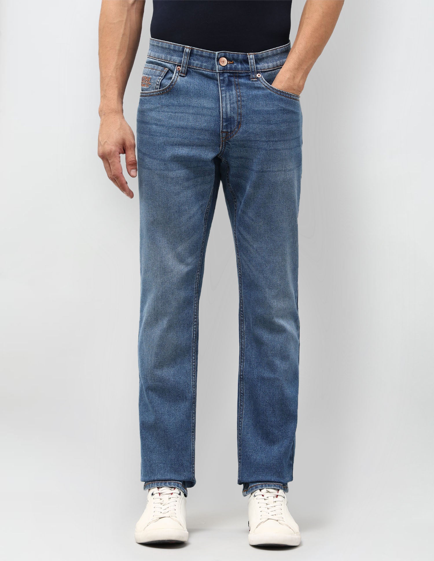 Brandon Slim Tapered Fit Blue Jeans Medium Indigo - U.S. POLO ASSN. | Large