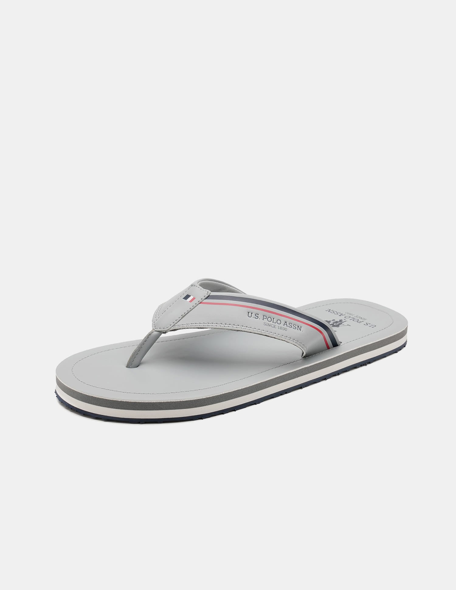 Men Nesta Striped Flip Flops Light Grey - U.S. Polo Assn. India | Large