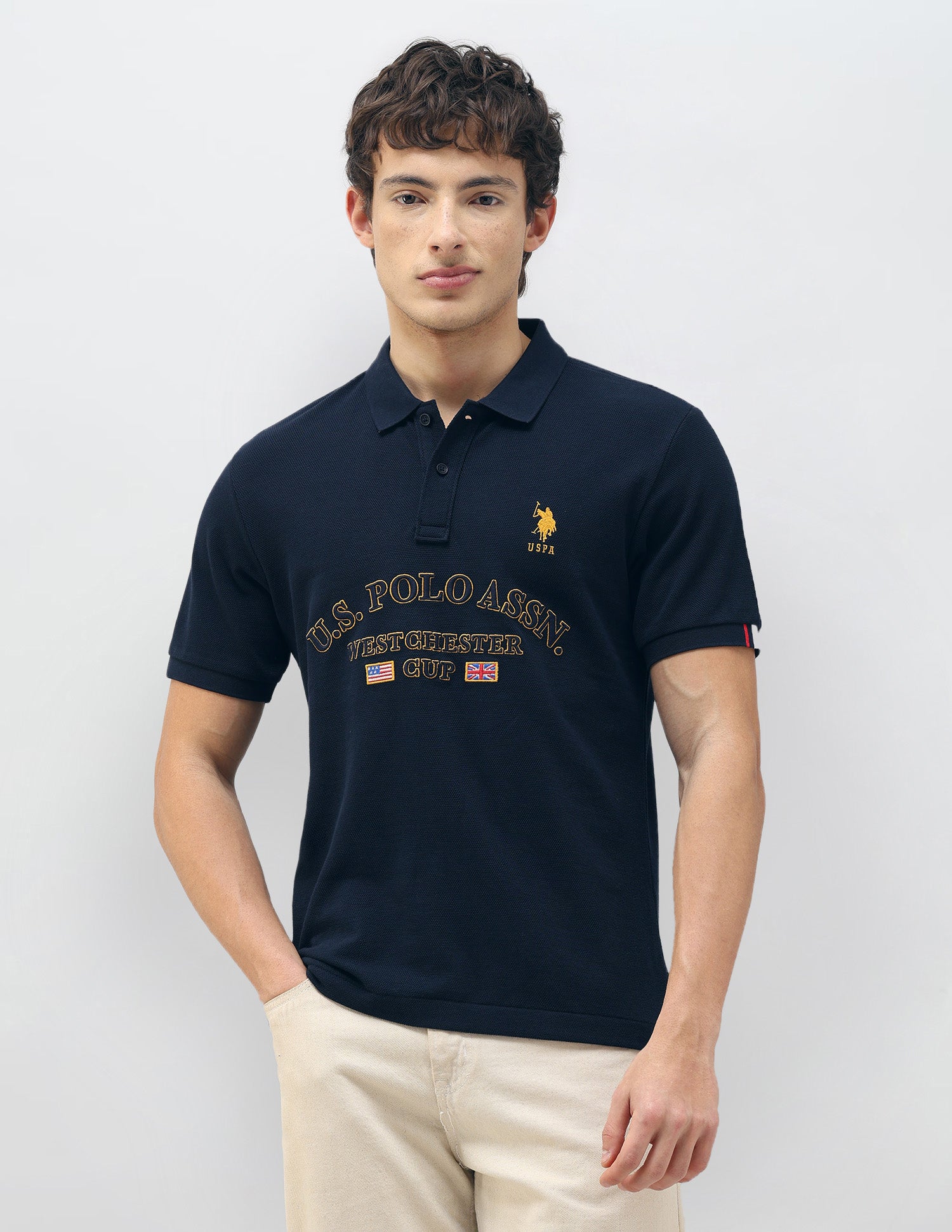 New Port Marina Brand Embroidered Polo Shirt Navy - U.S. Polo Assn. India | Large