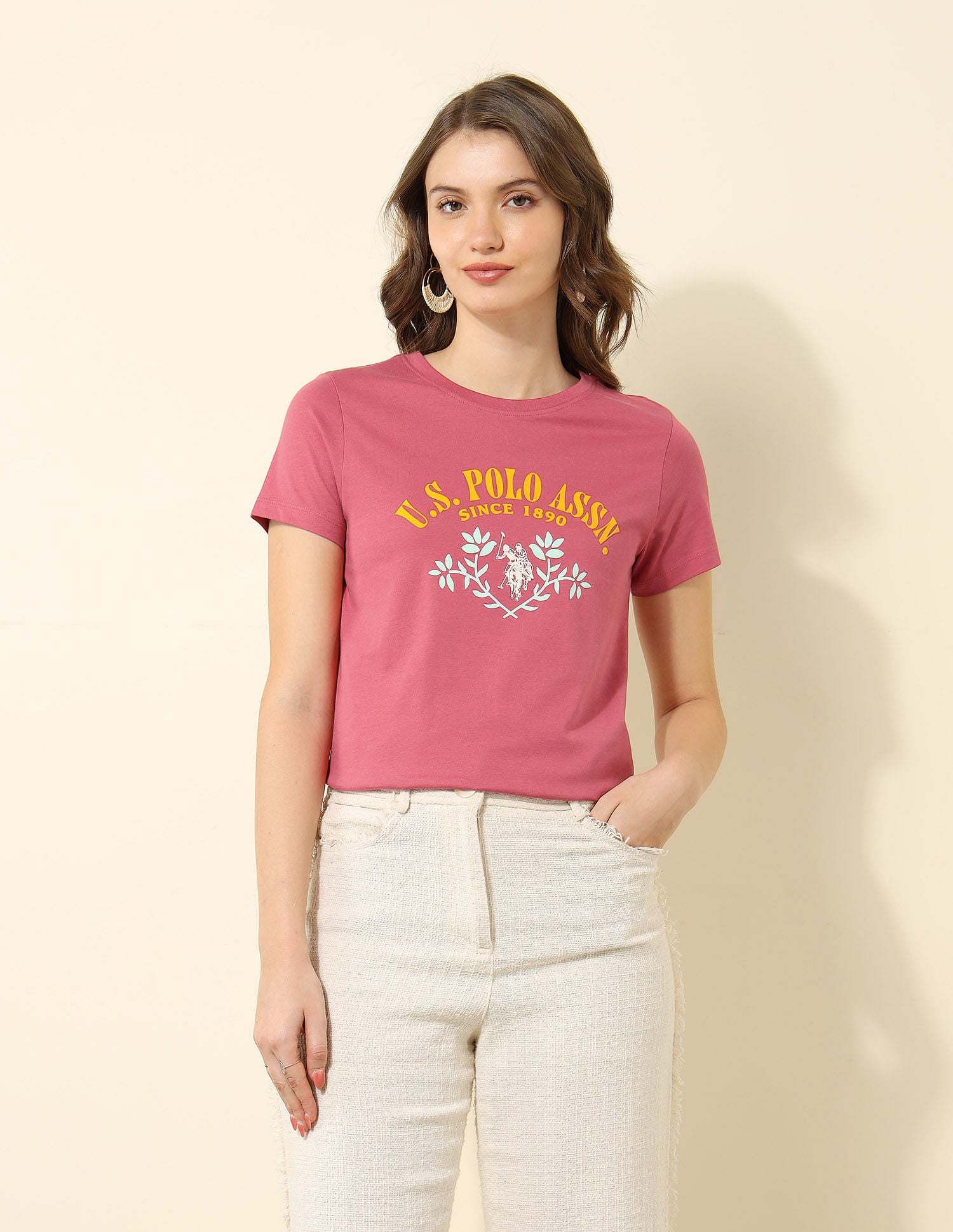 Regular Fit Brand Printed T-Shirt Pink - U.S. POLO ASSN. | Large