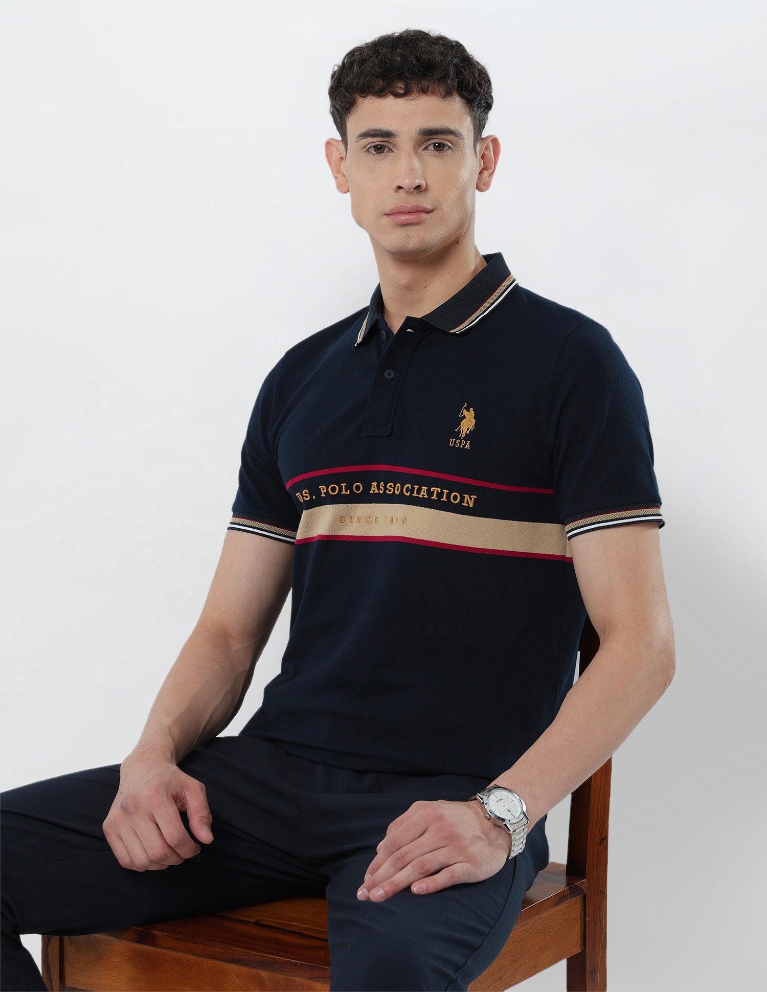Brand Embroidered Slim Fit Polo Shirt Navy - U.S. POLO ASSN. | Large