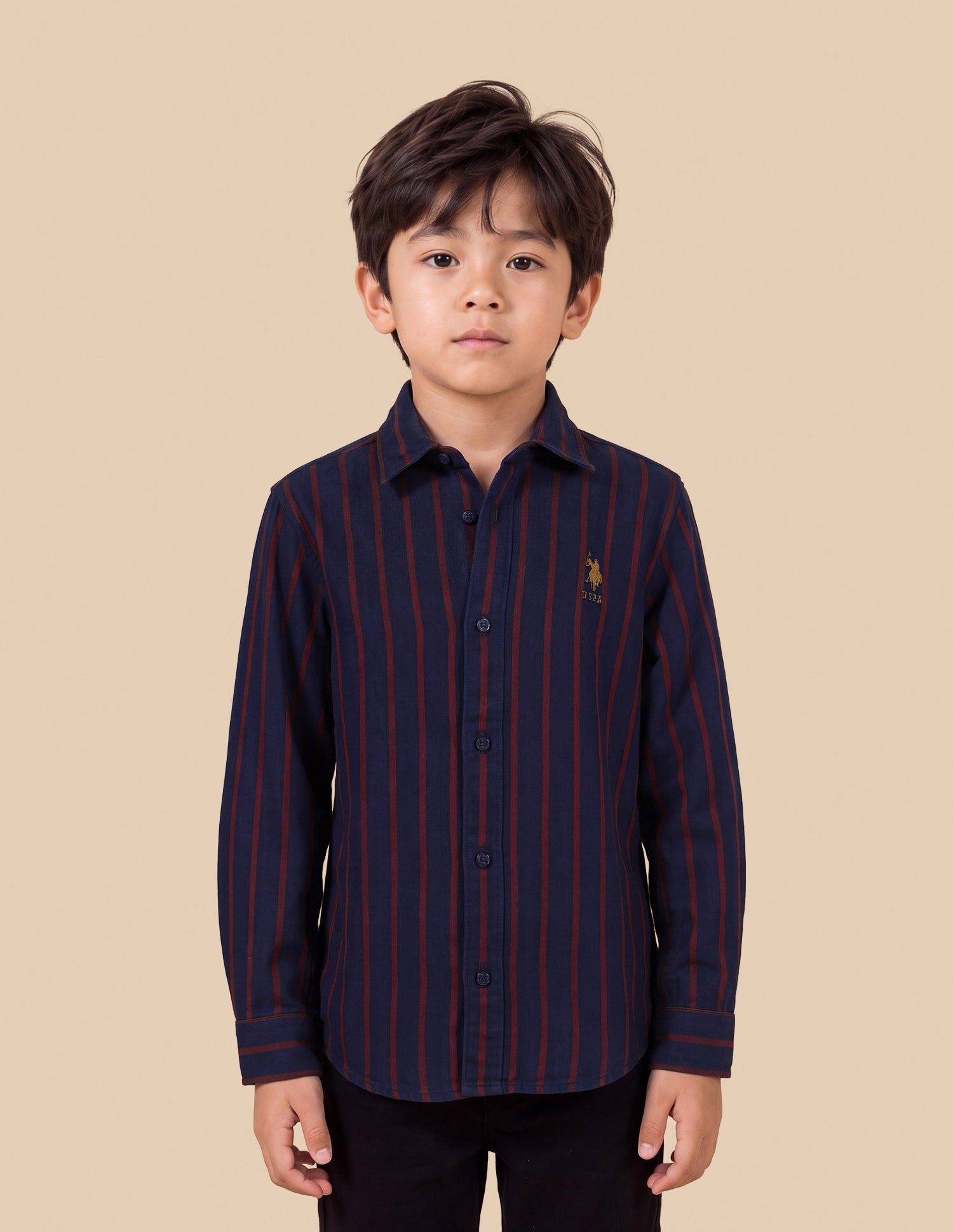 Vertical Striped Twill Shirt Red - U.S. Polo Assn. India | Large