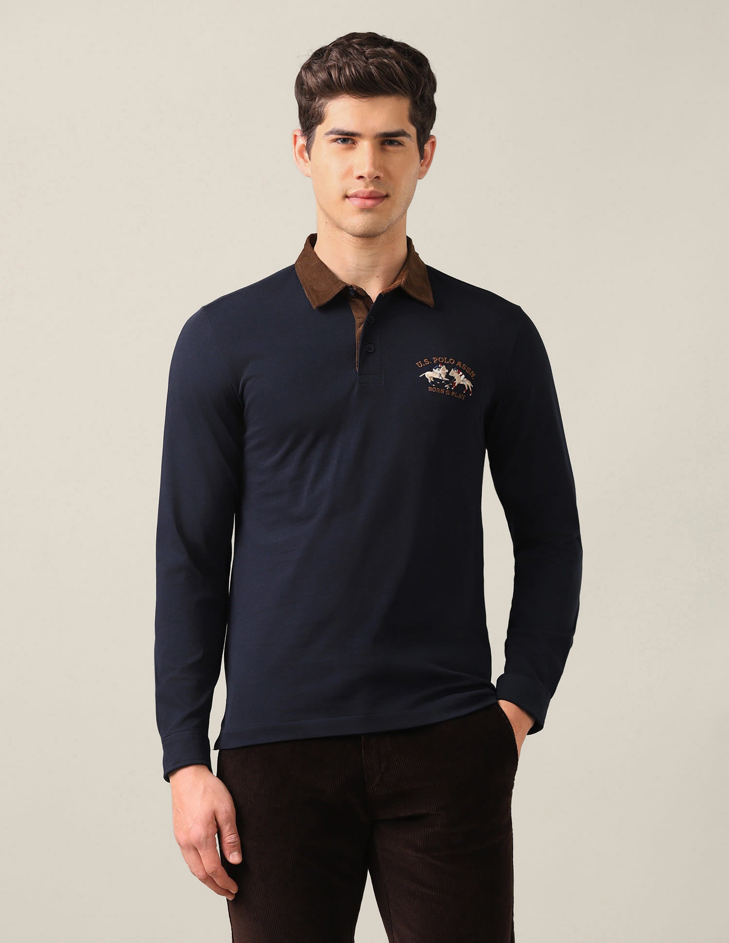 Solid Slim Fit Polo Shirt Blue - U.S. Polo Assn. India | Large