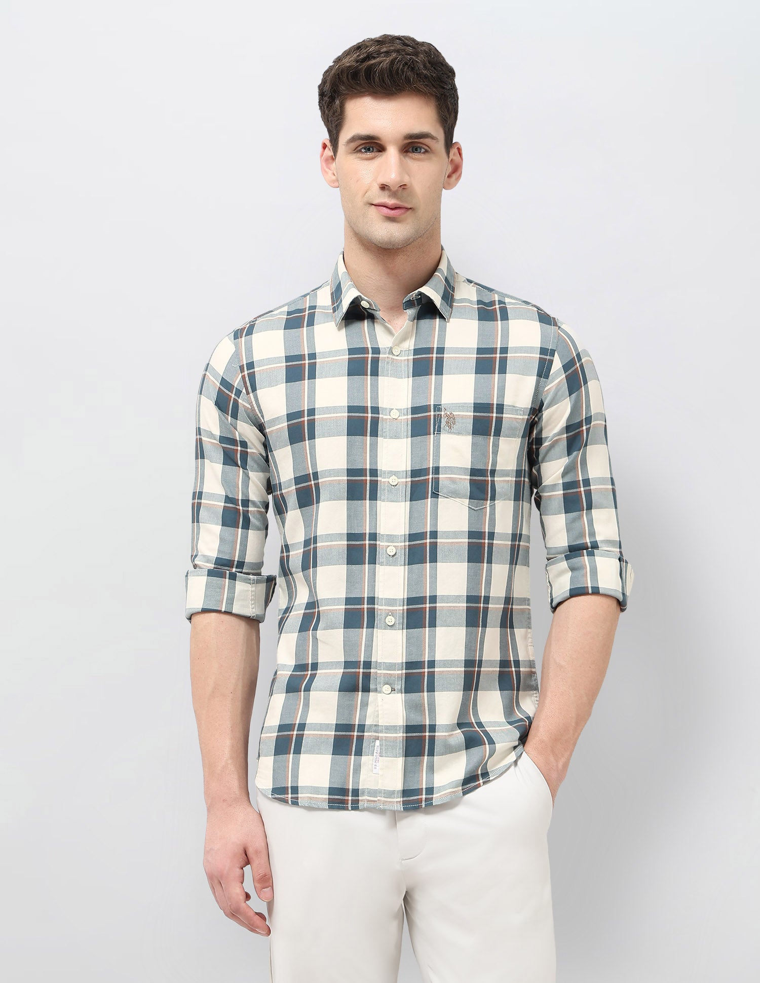 Twill Tailored Fit Shirt Teal - U.S. Polo Assn. India | Large