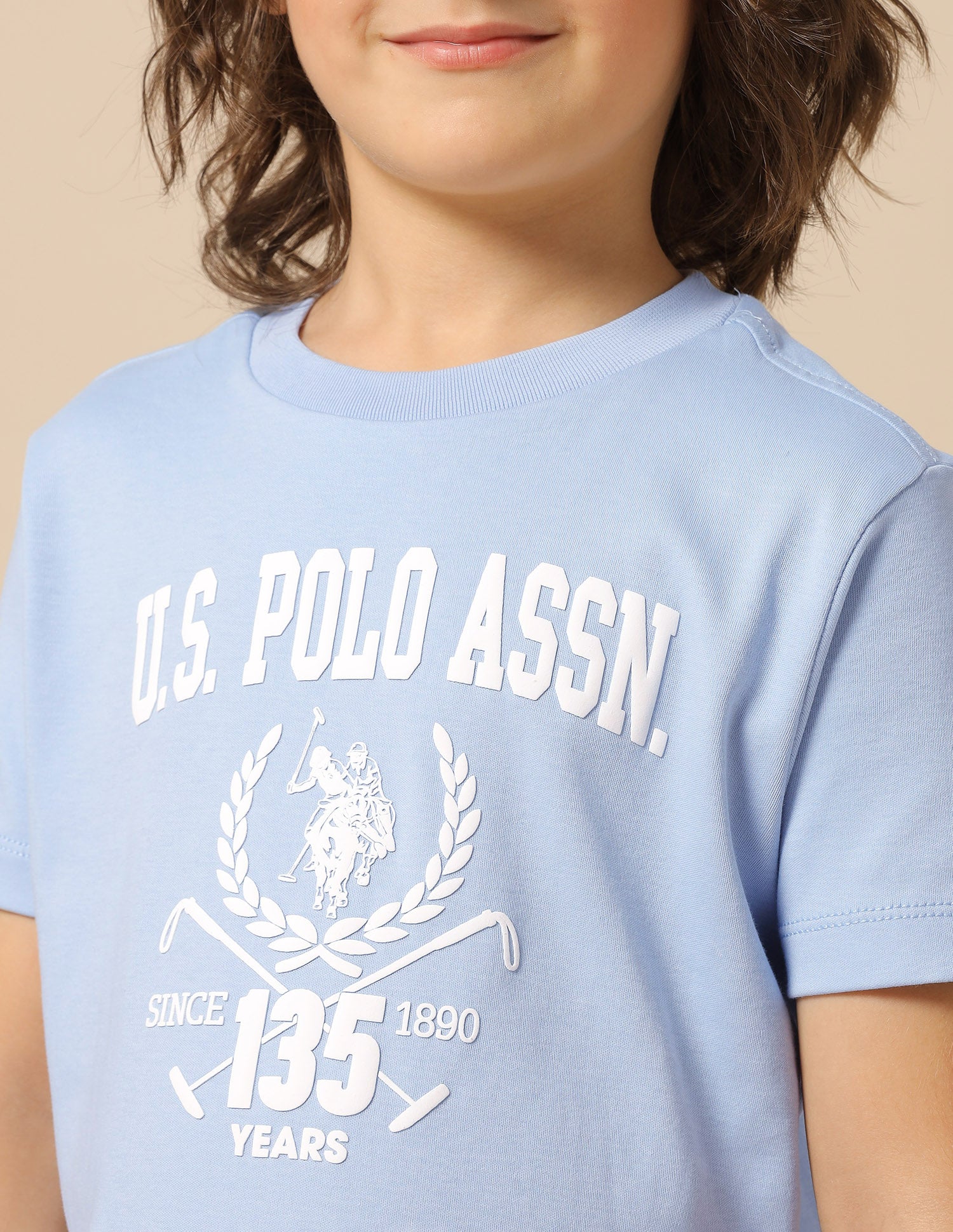 Boys Brand Embossed Pure Cotton T-Shirt Blue - U.S. POLO ASSN. | Large
