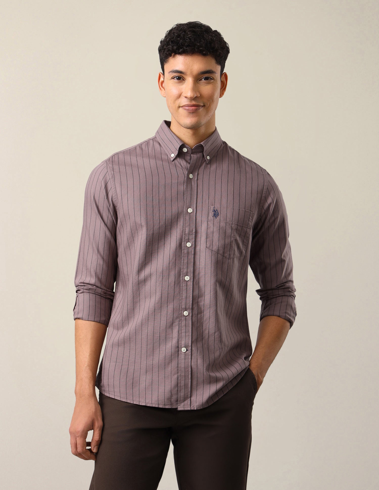 Oxford Vertical Striped Shirt Pink - U.S. Polo Assn. India | Large