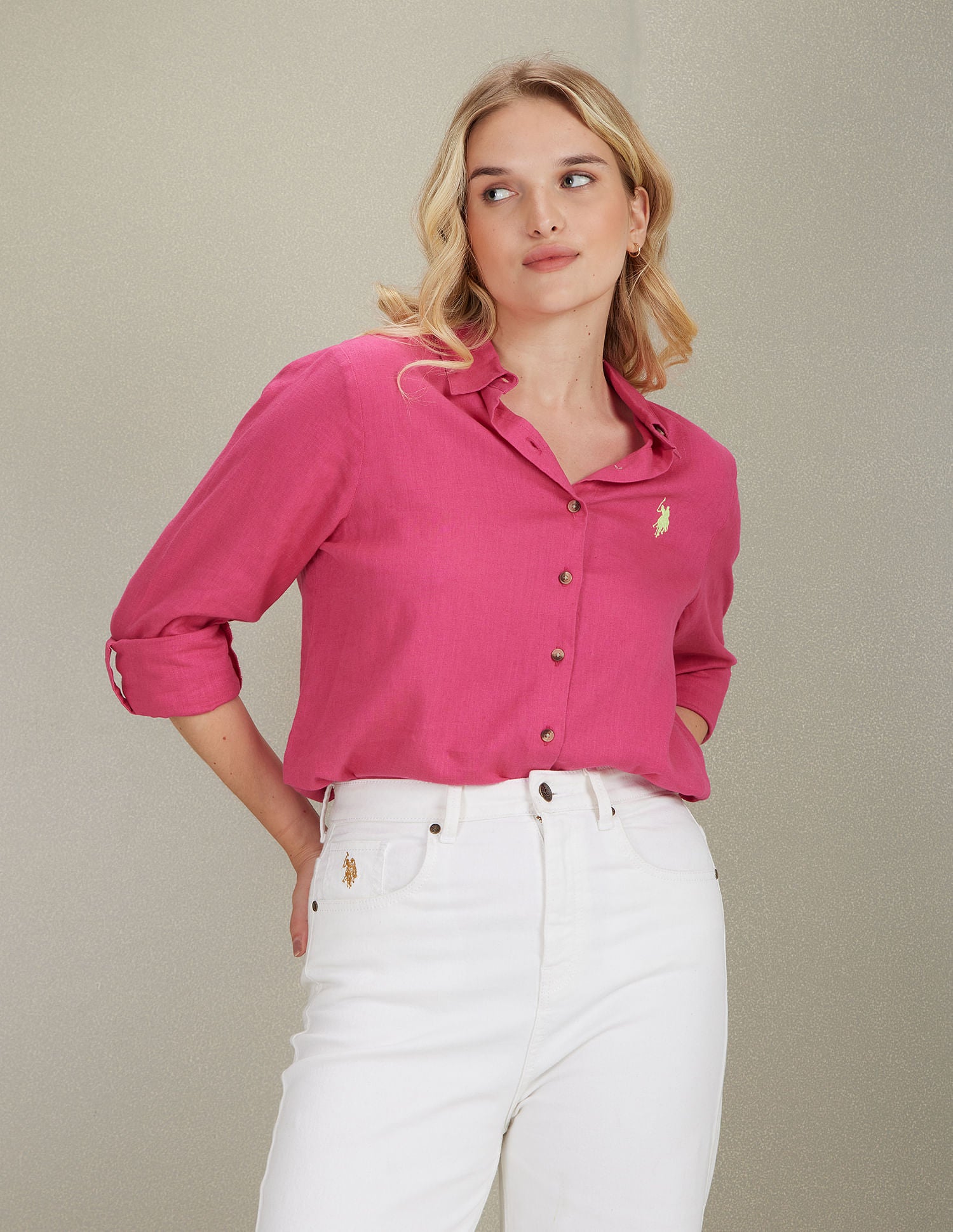 Solid Embroidered Logo Shirt Pink - U.S. POLO ASSN. | Large