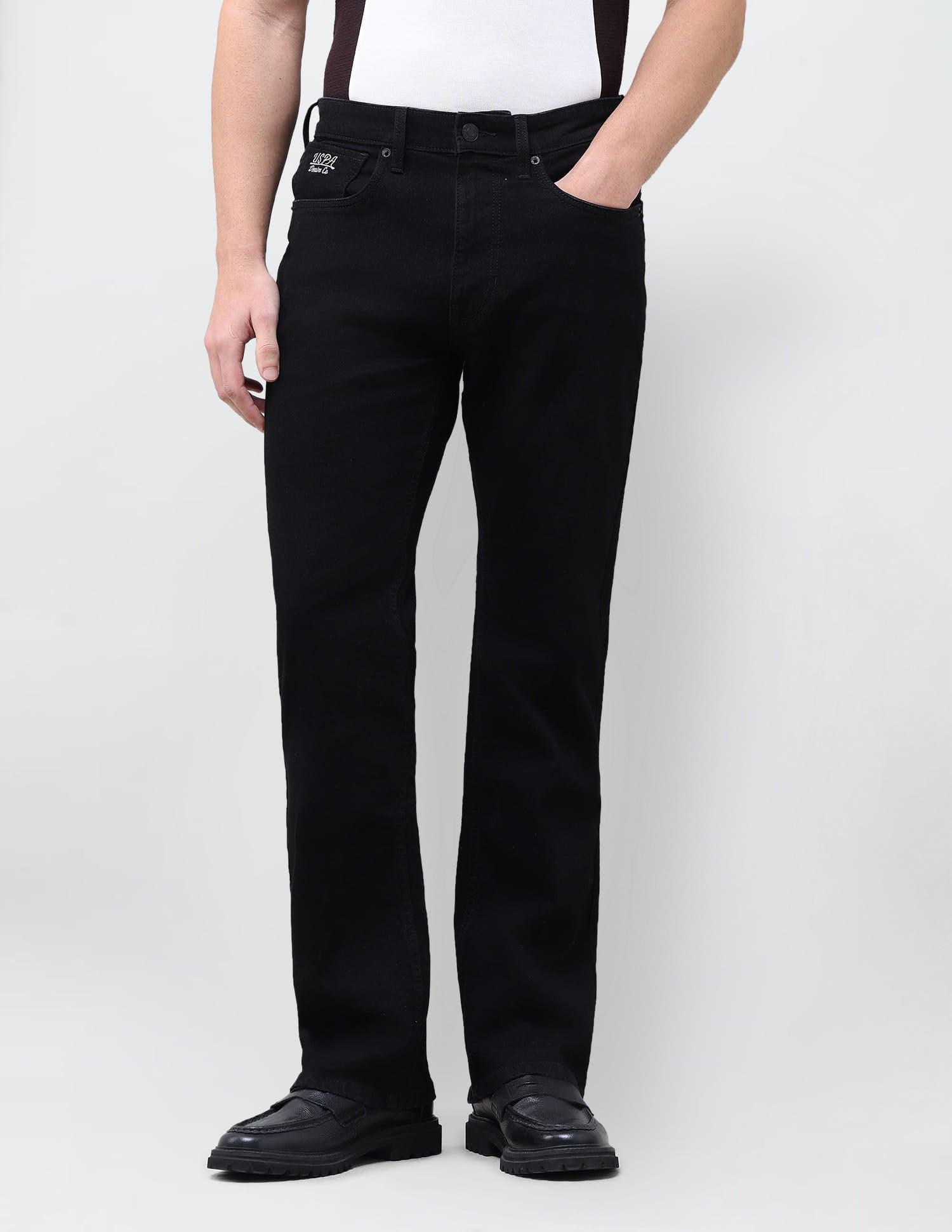 Solid Bootcut Fit Jeans Black - U.S. Polo Assn. India | Large