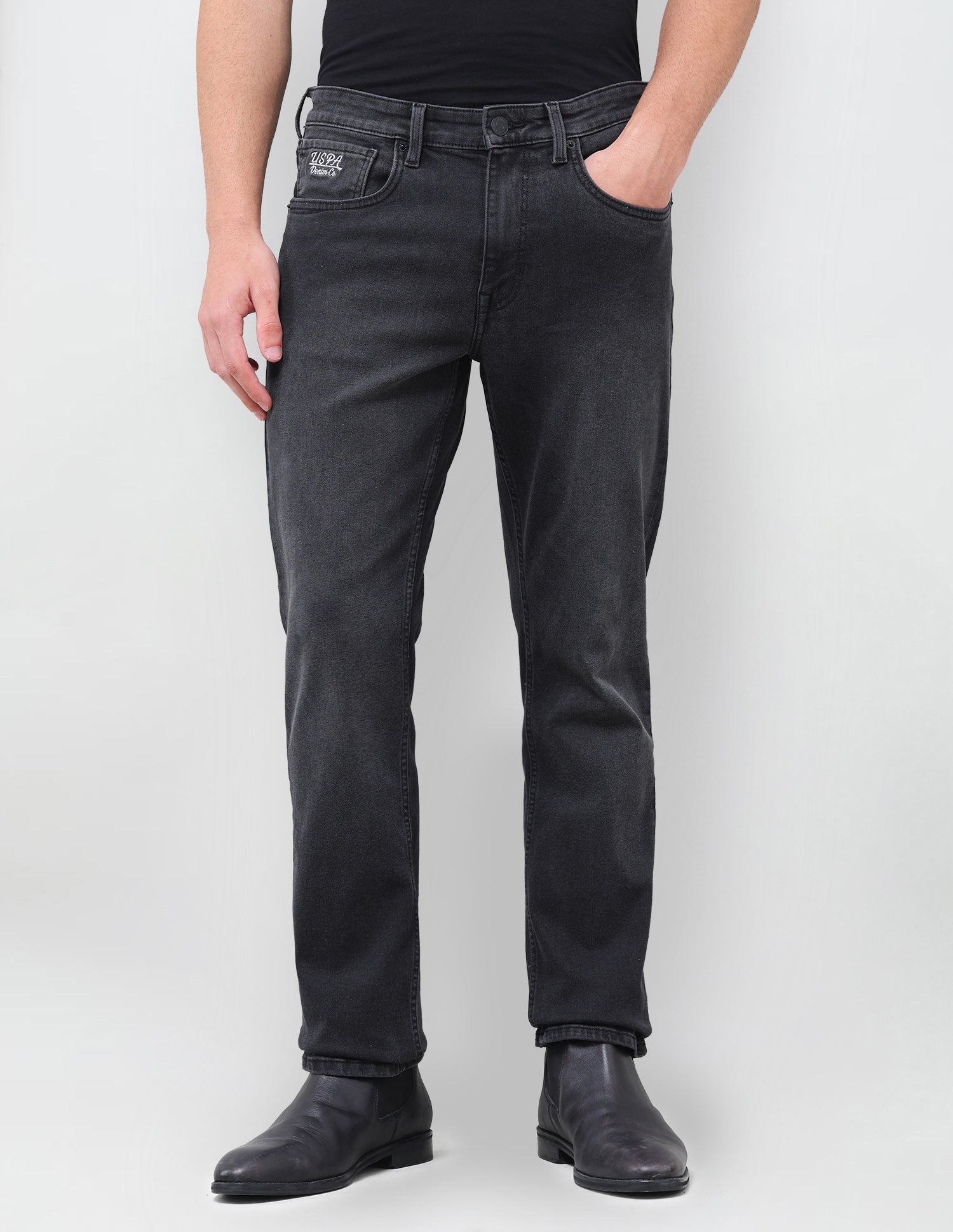 Harold Slim Straight Fit Black Jeans Black - U.S. Polo Assn. India | Large