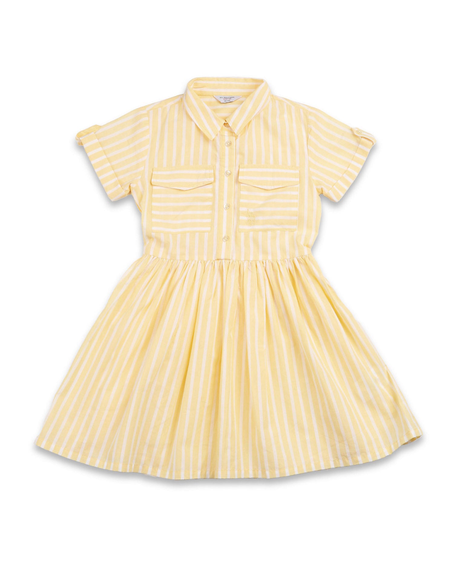 Girls Vertical Striped Shirt Dress Light Yellow - U.S. POLO ASSN. | Large