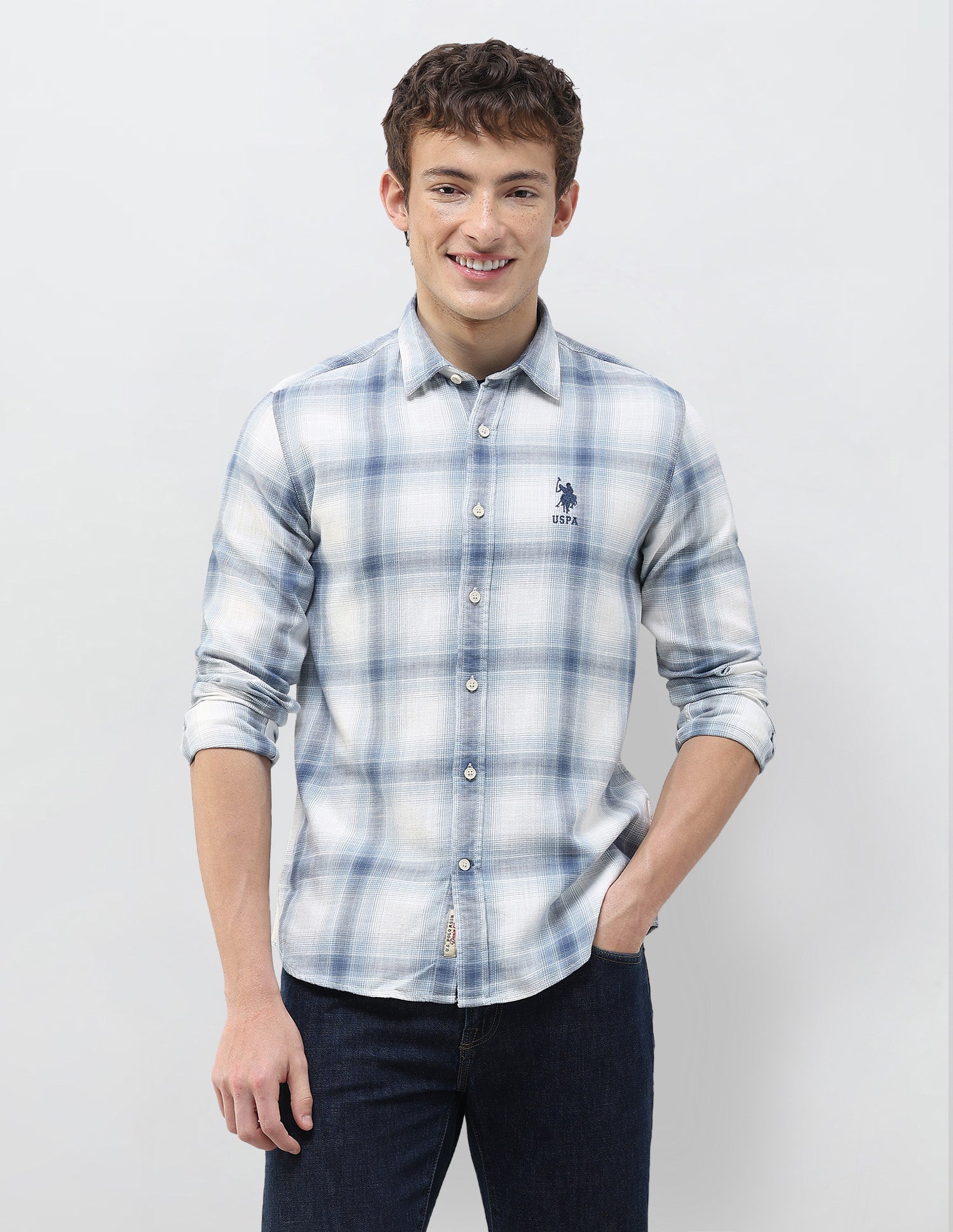 Plaid Checked Regular Fit Shirt Blue - U.S. Polo Assn. India | Large