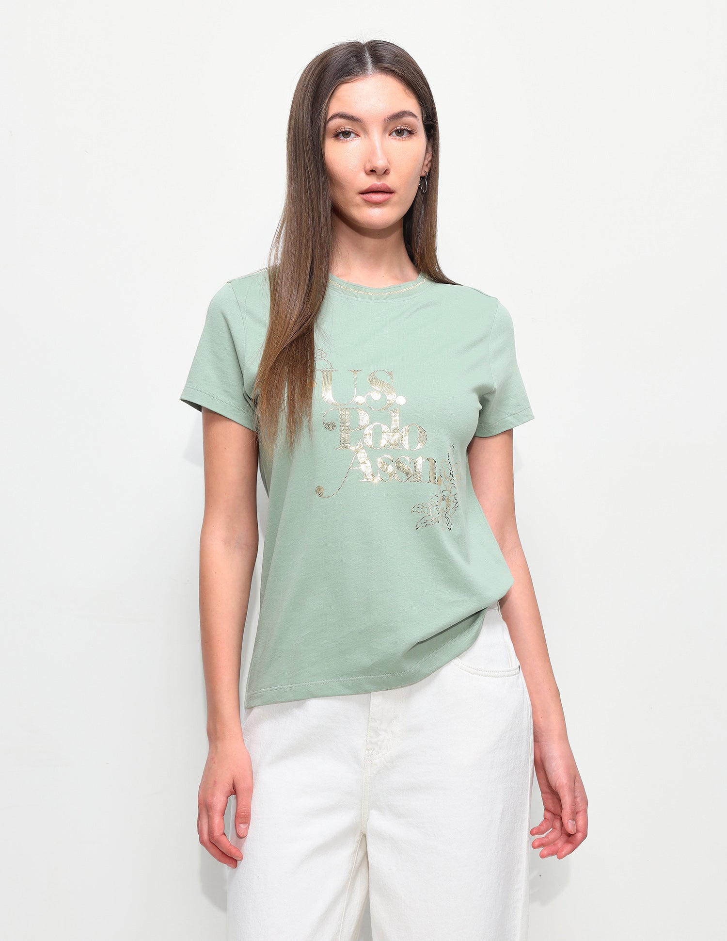 Graphic Foil Printed Regular Fit T-Shirt Green - U.S. Polo Assn. India | Large