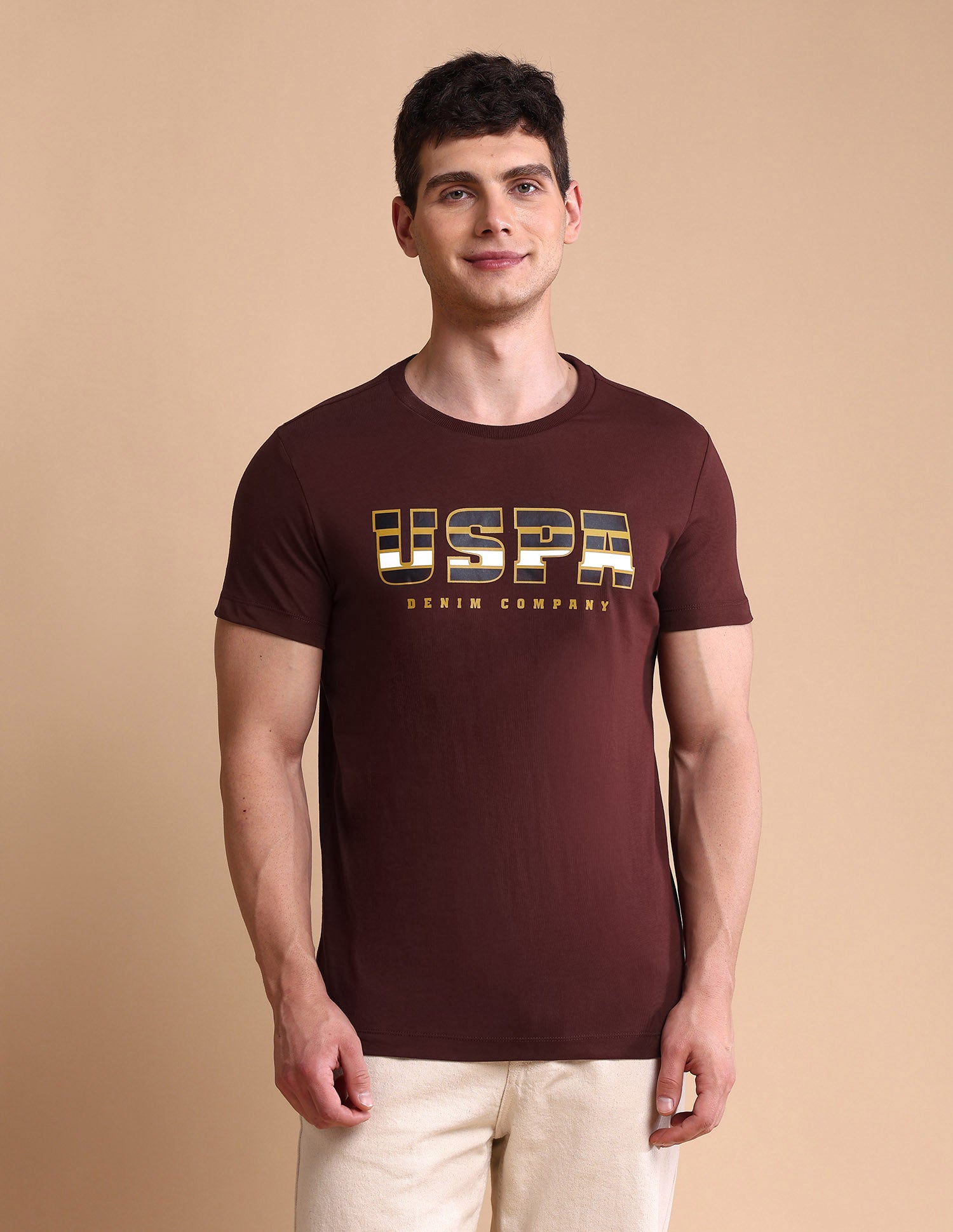 Brand Printed Muscle Fit T-Shirt Maroon - U.S. POLO ASSN. | Large