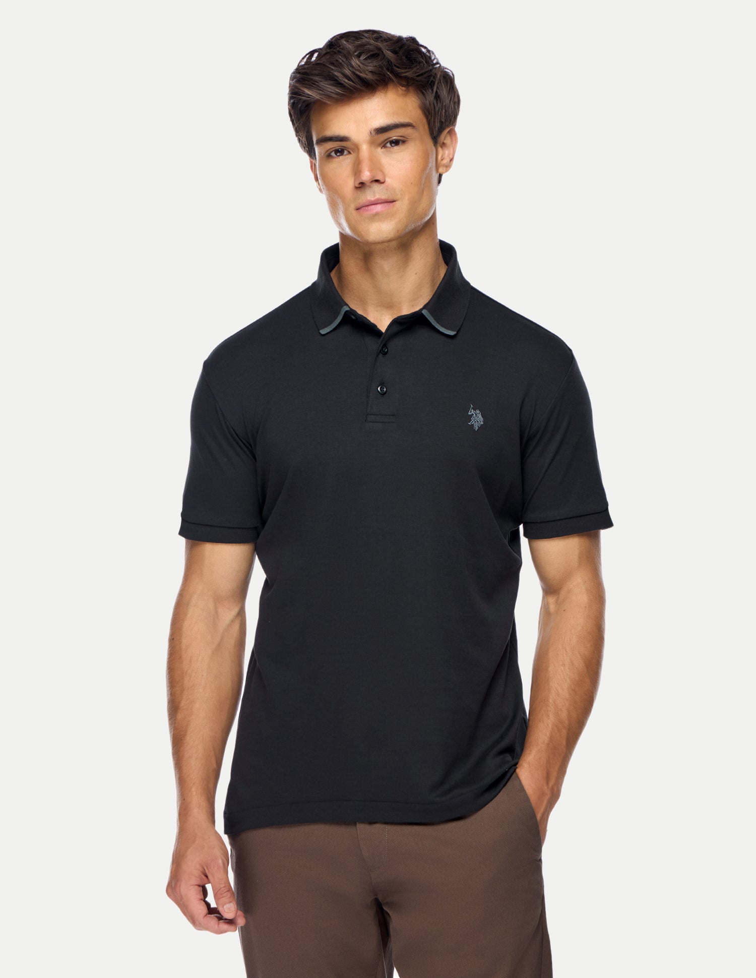 Solid Slim Fit Polo Shirt Black - U.S. Polo Assn. India | Large