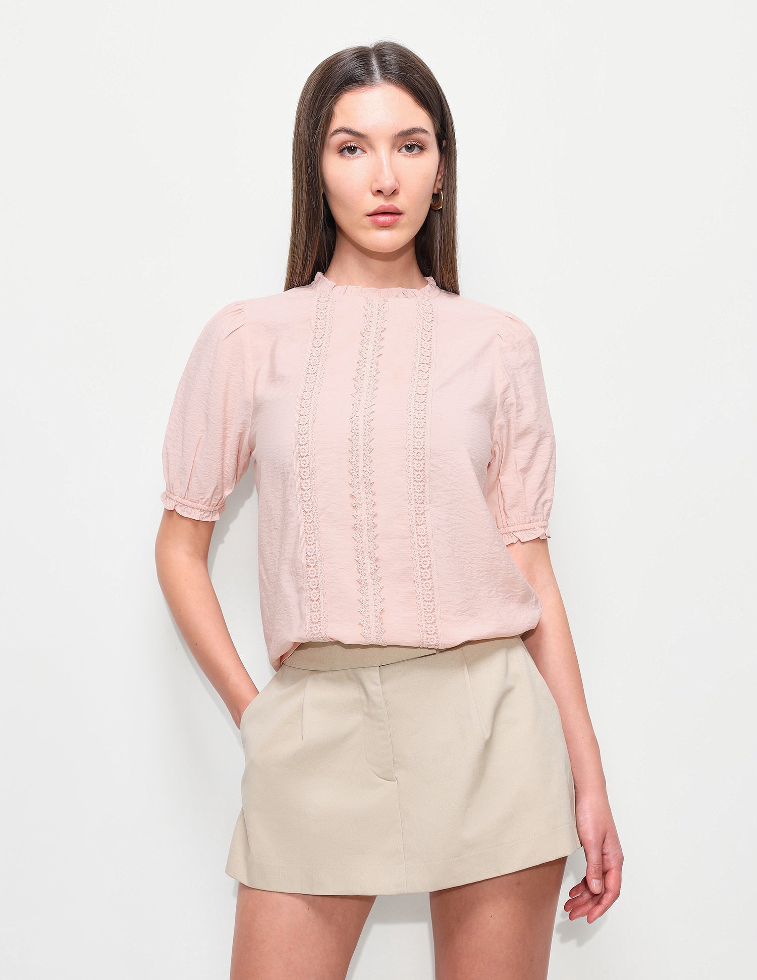 Solid Lace Regular Fit Top Light Pink - U.S. Polo Assn. India | Large