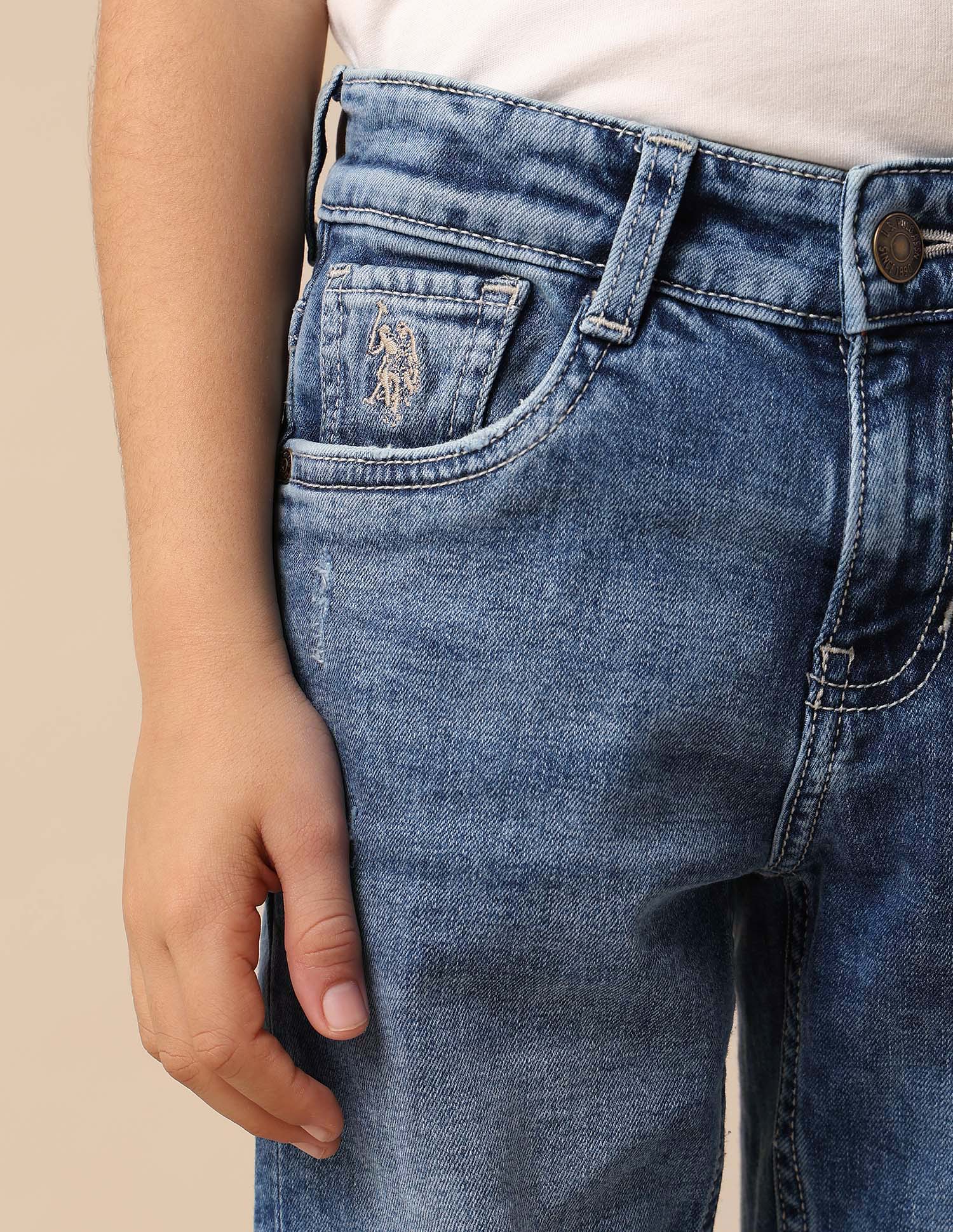 Boys Whiskered Relaxed Fit Jeans Light Blue - U.S. POLO ASSN. | Large