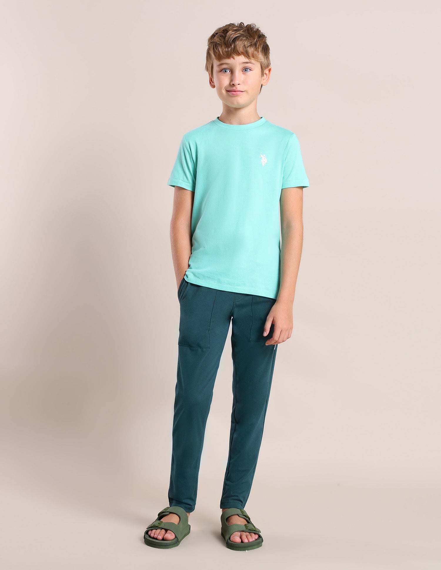 Boys Comfort Fit Pure Cotton T-Shirt - Pack Of 2 Yellow and Green - U.S. POLO ASSN. | Large