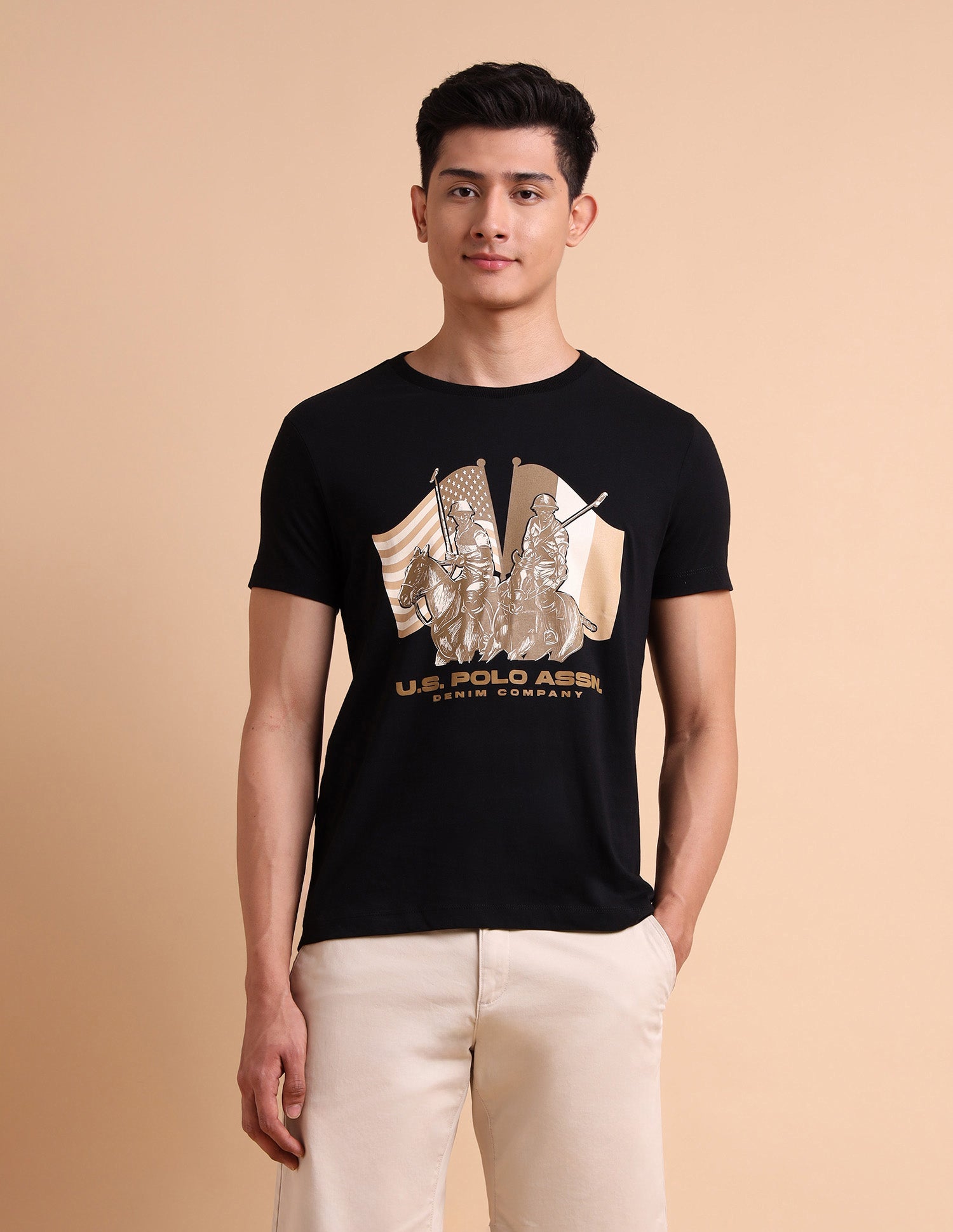 Pure Cotton Brand Printed T-Shirt Black - U.S. POLO ASSN. | Large