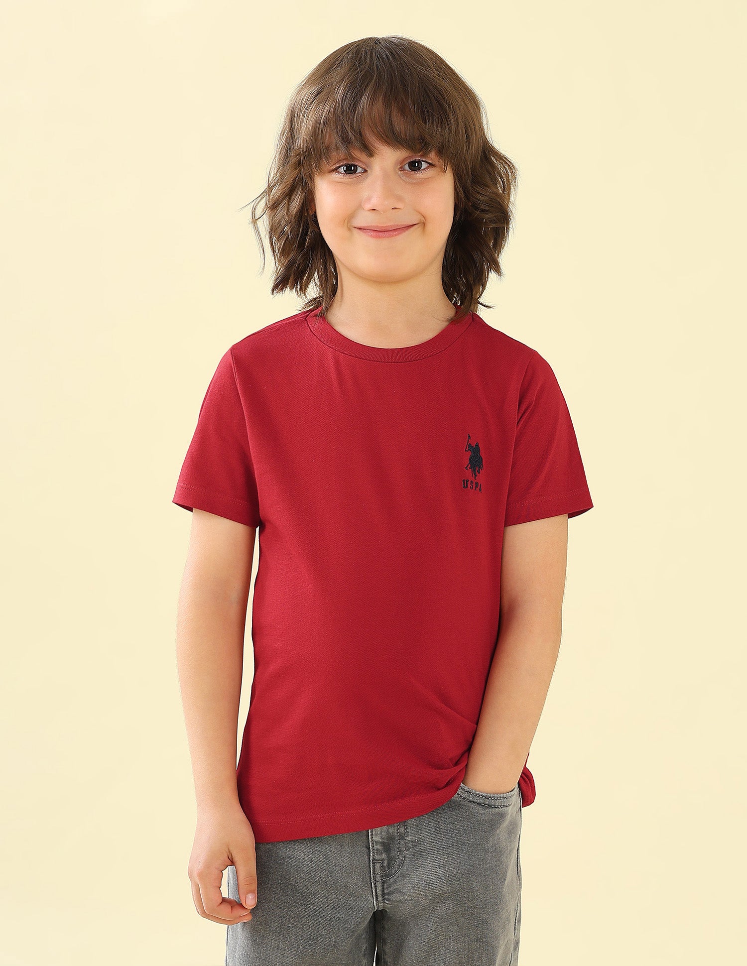 Solid Regular Fit T-Shirt Red - U.S. Polo Assn. India | Large