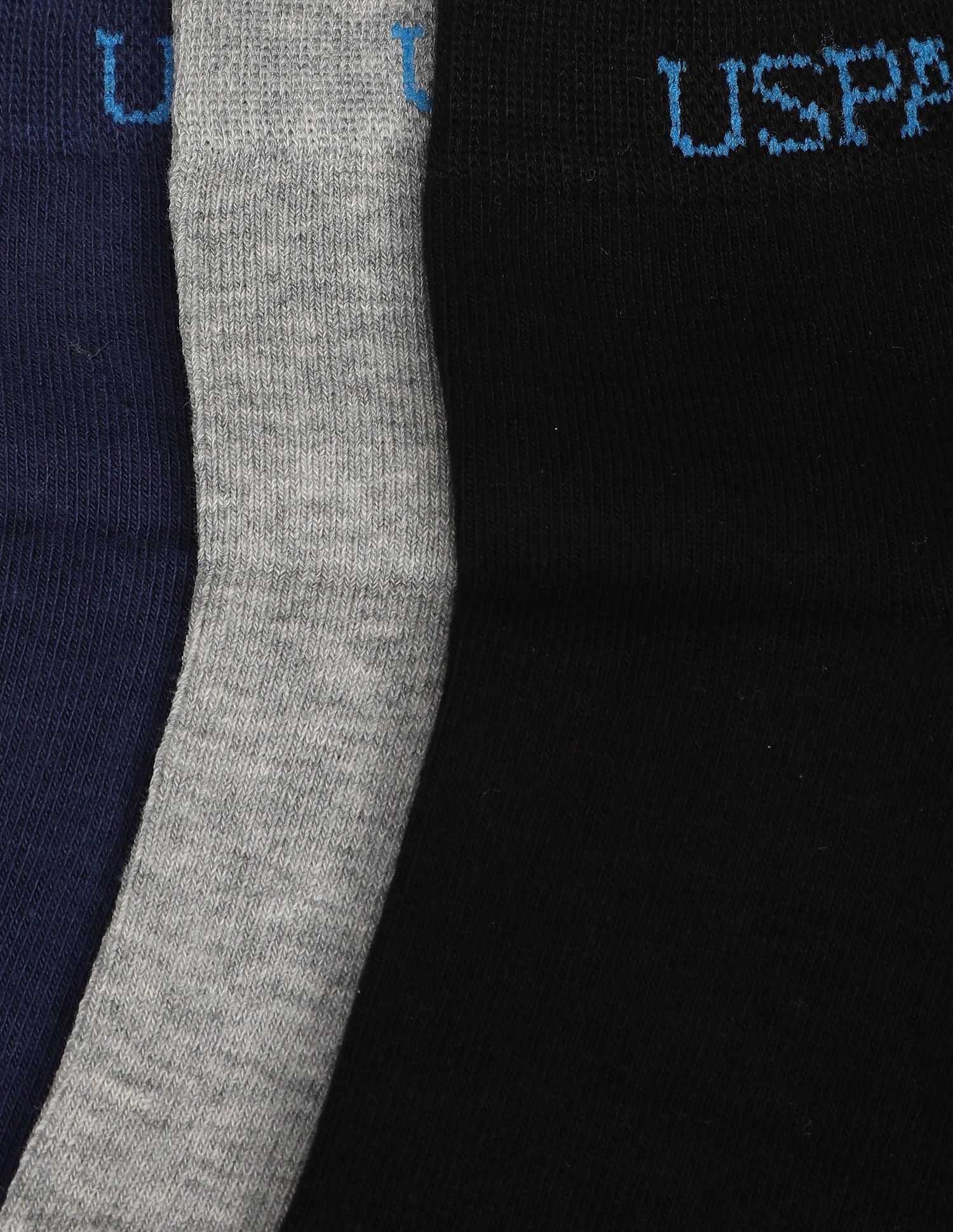 Ankle Length Stretch I646 Socks - Pack Of 3 Navy, Black and Grey - U.S. POLO ASSN. | Large