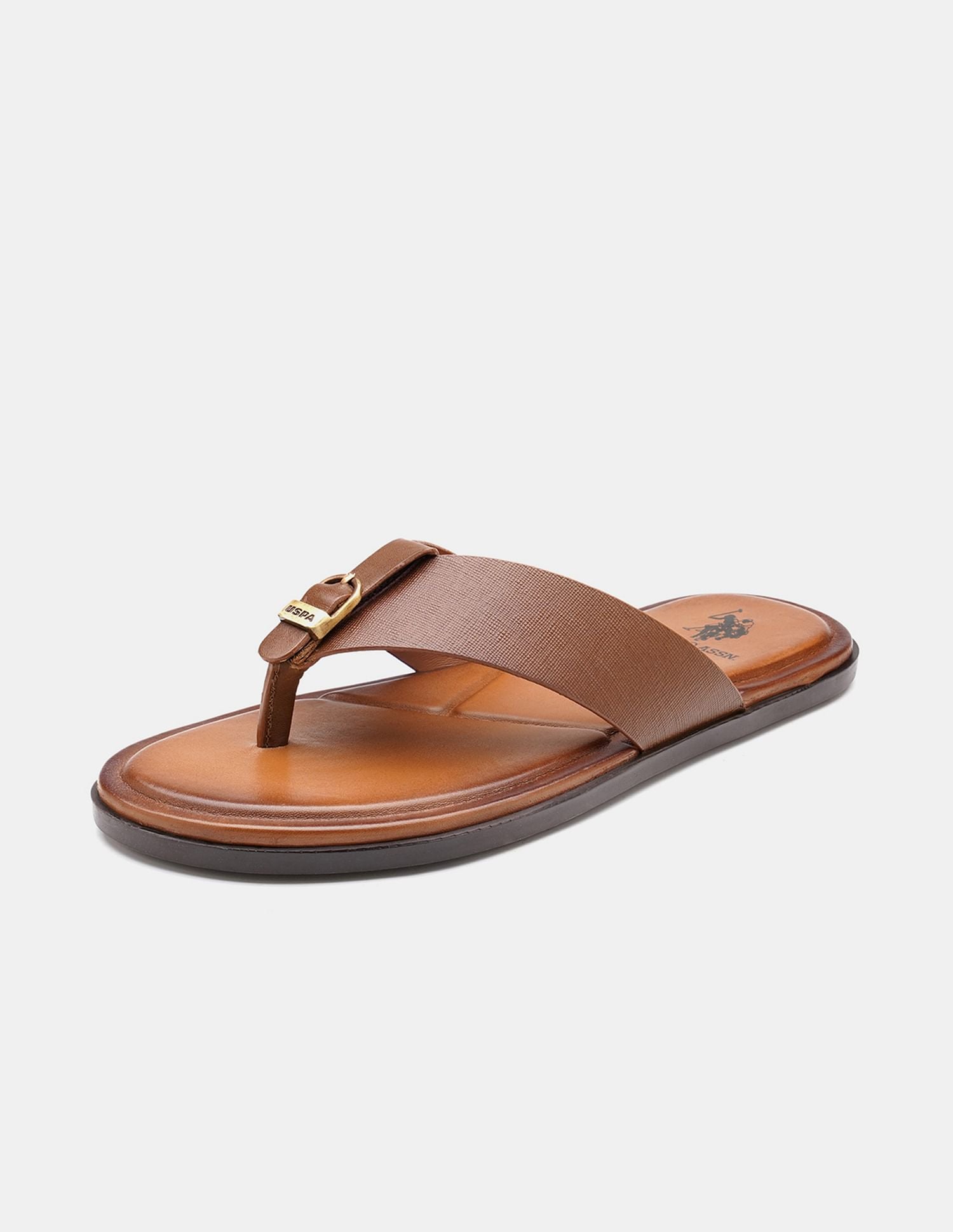 Men Diaz Broad Strap Slippers Tan - U.S. Polo Assn. India | Large