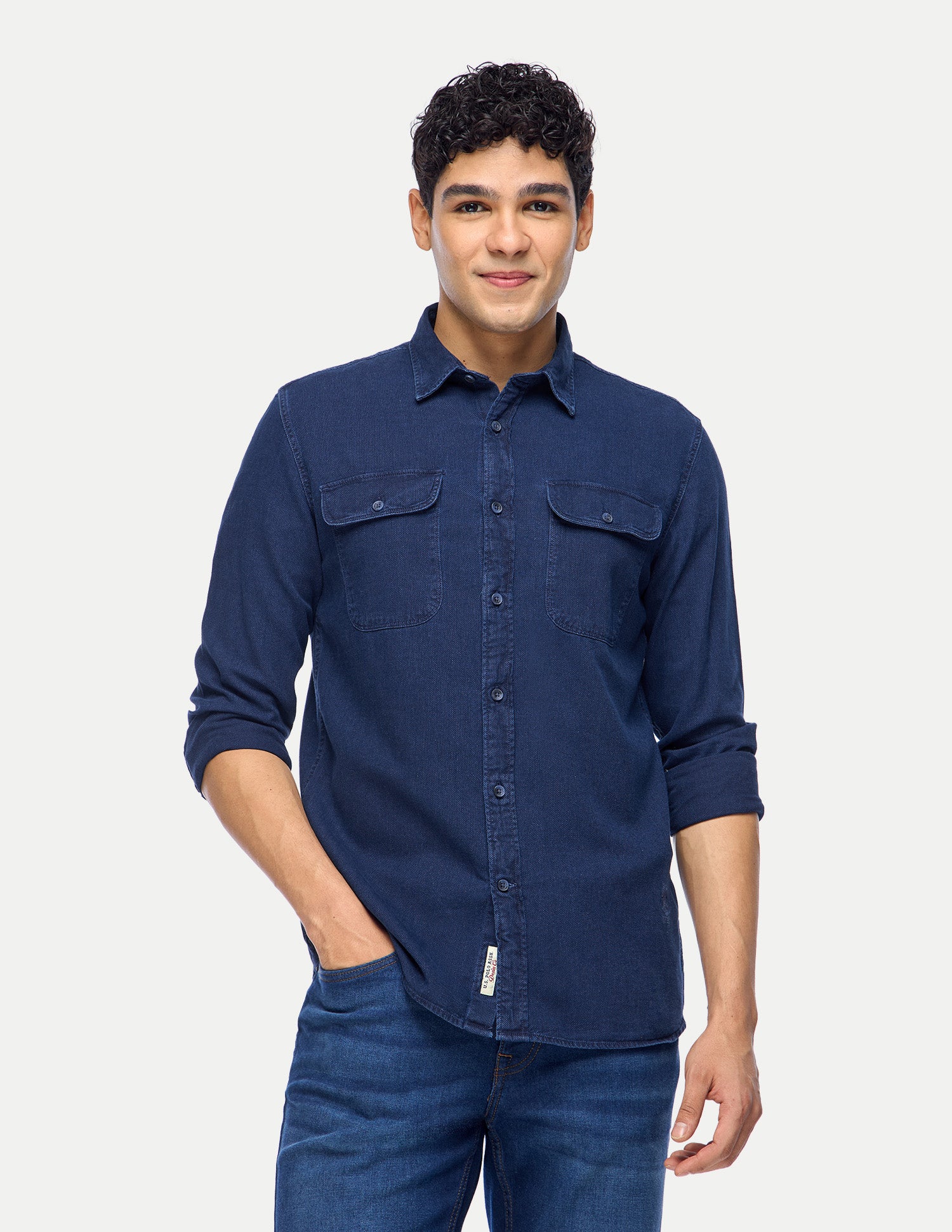 Solid Regular Fit Shirt Dark Indigo - U.S. Polo Assn. India | Large