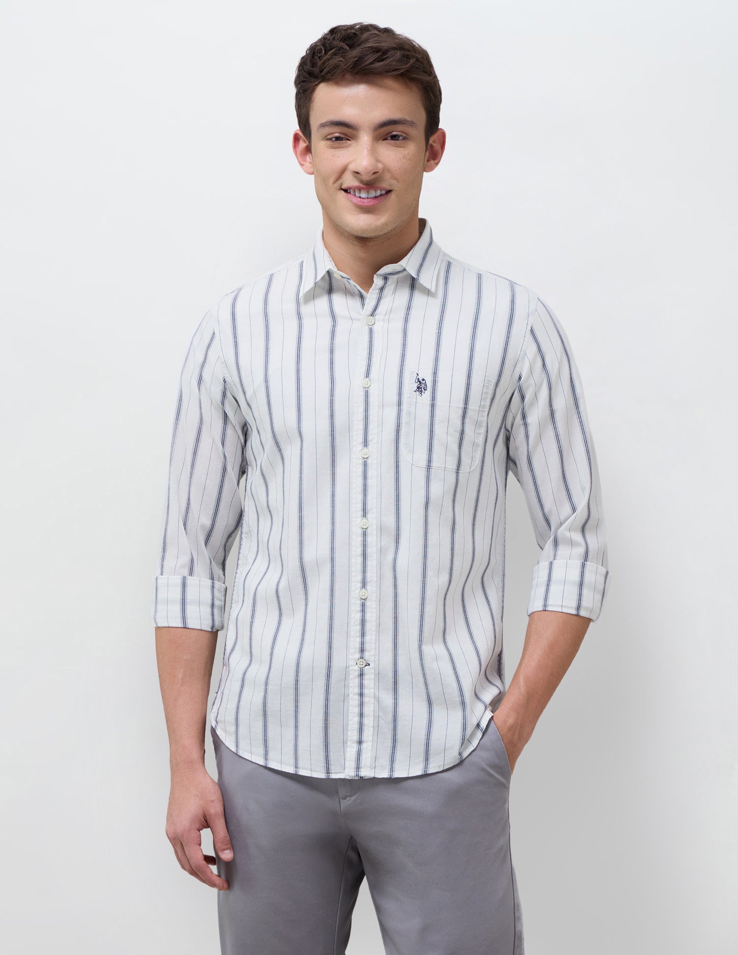 Vertical Striped Regular Fit Shirt Navy - U.S. Polo Assn. India | Large