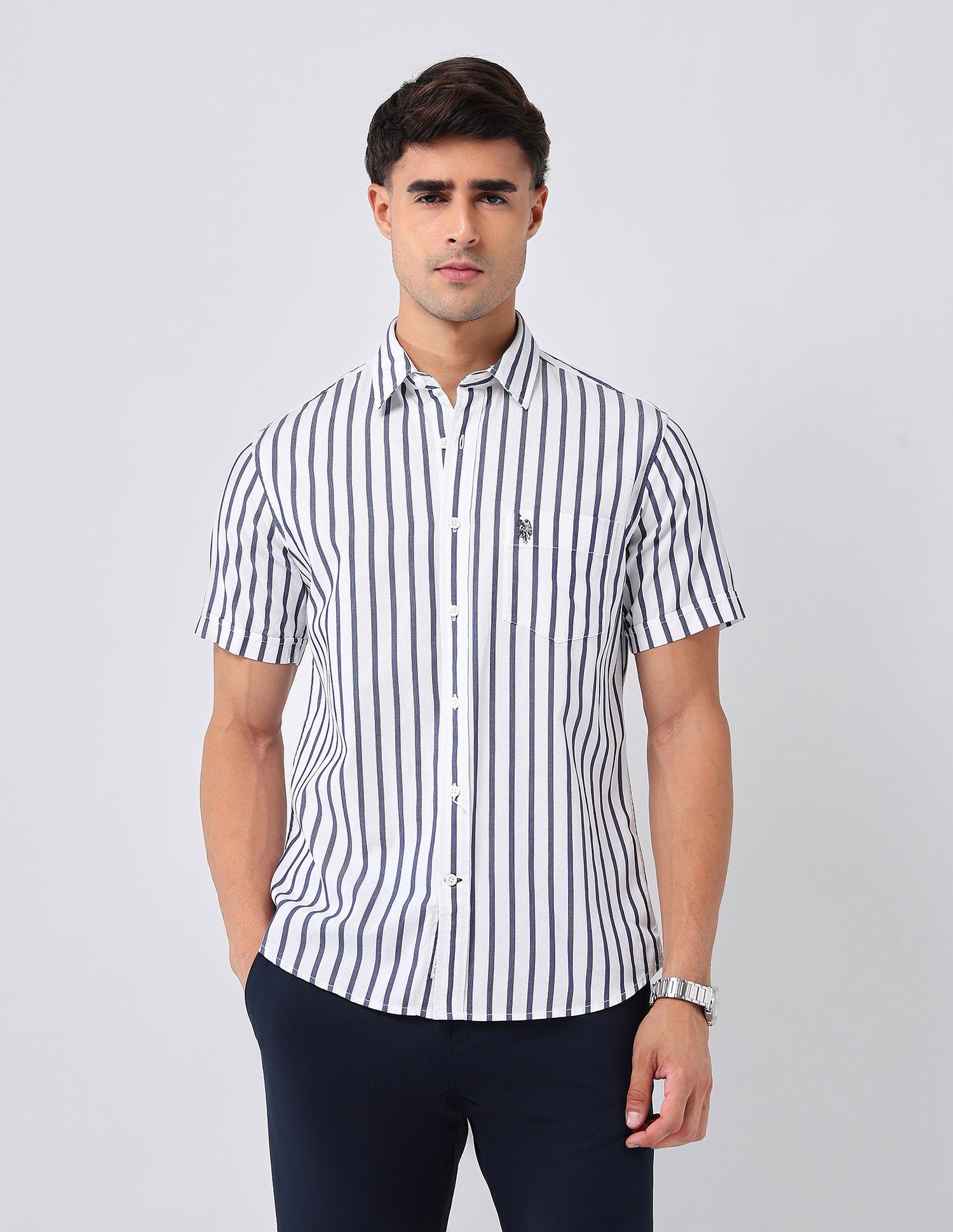 Vertical Striped 135Th Shirt Navy - U.S. Polo Assn. India | Large