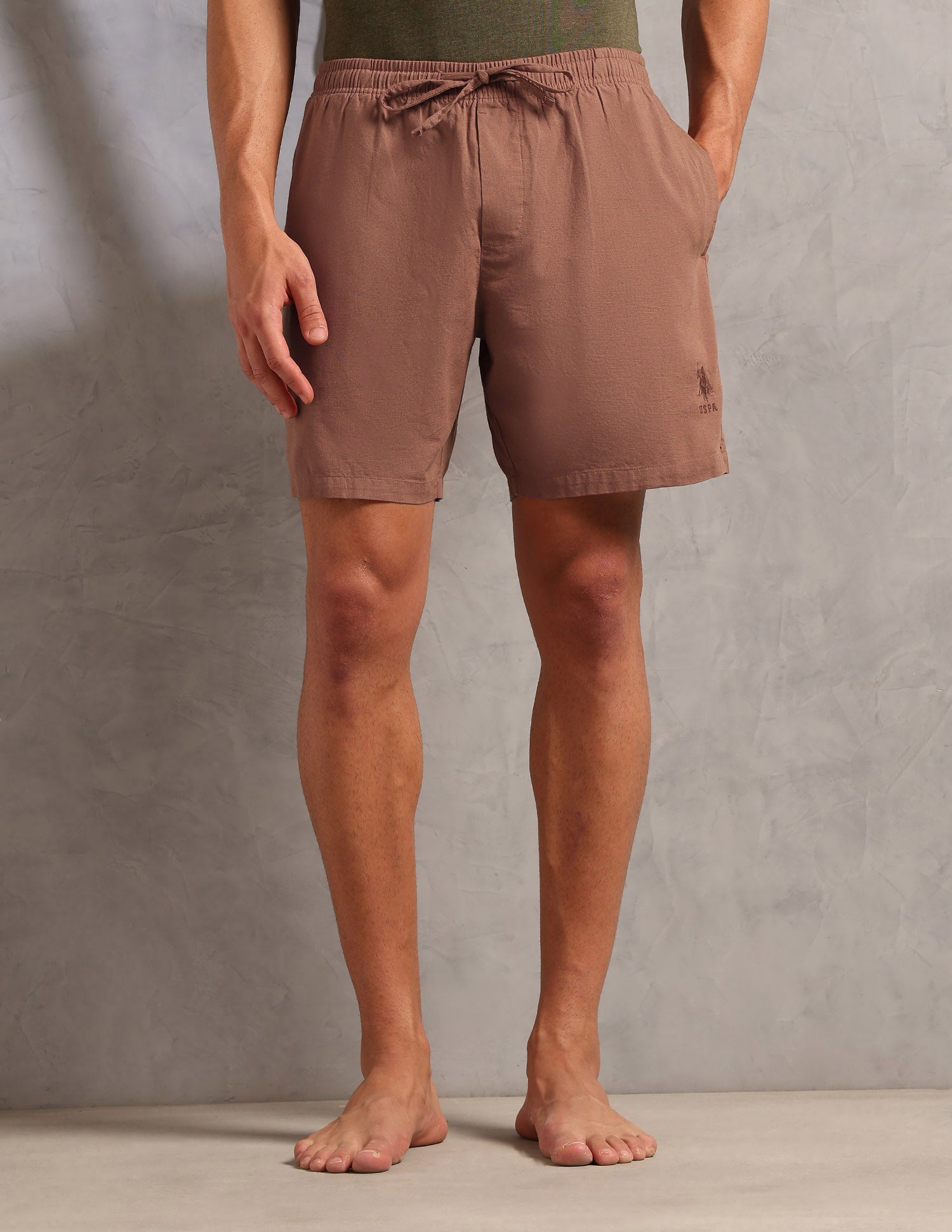 Cotton Linen PS001 Lounge Shorts - Pack Of 1 Caramal CafÃ© - U.S. POLO ASSN. | Large