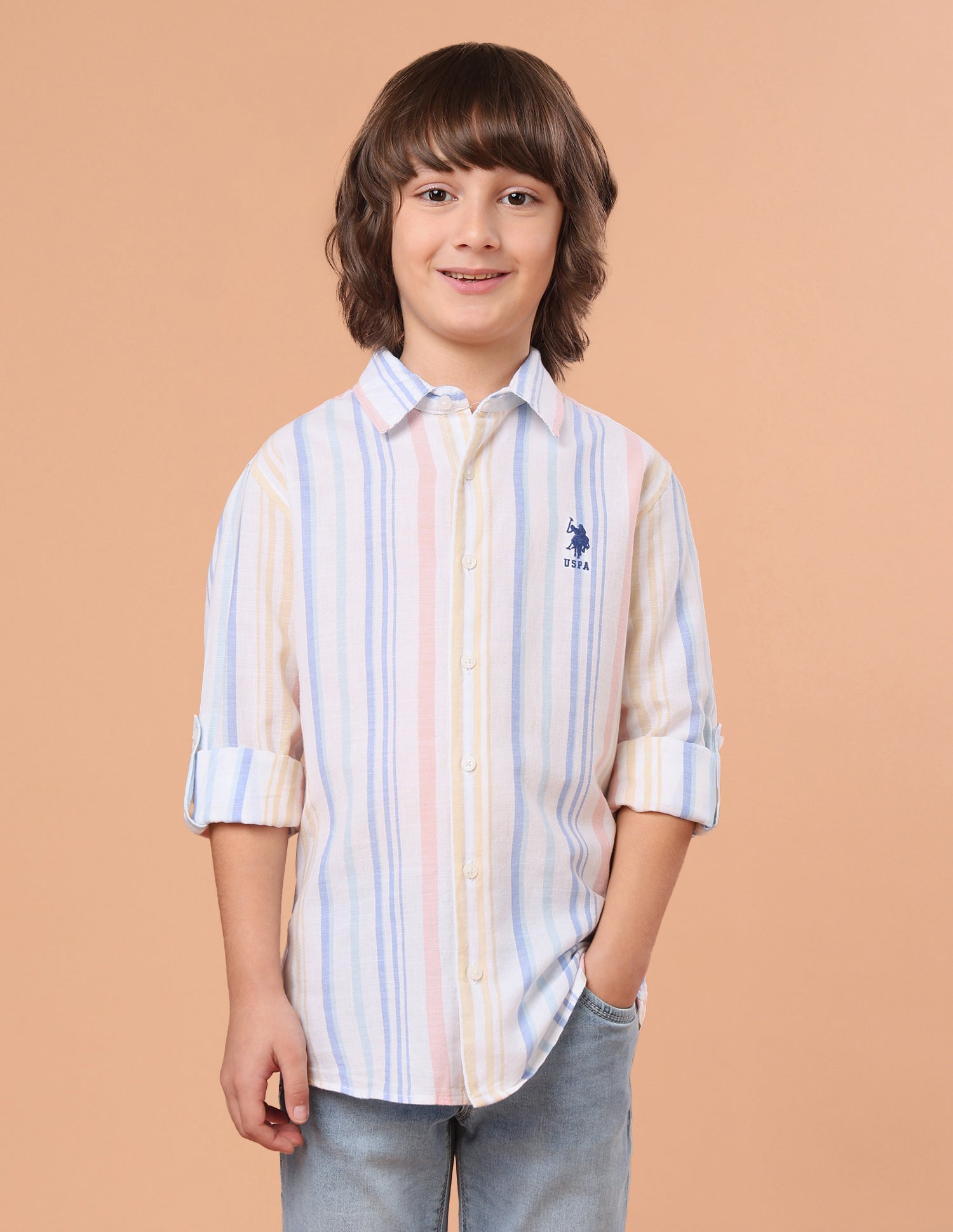 Vertical Striped Regular Fit Shirt White - U.S. Polo Assn. India | Large