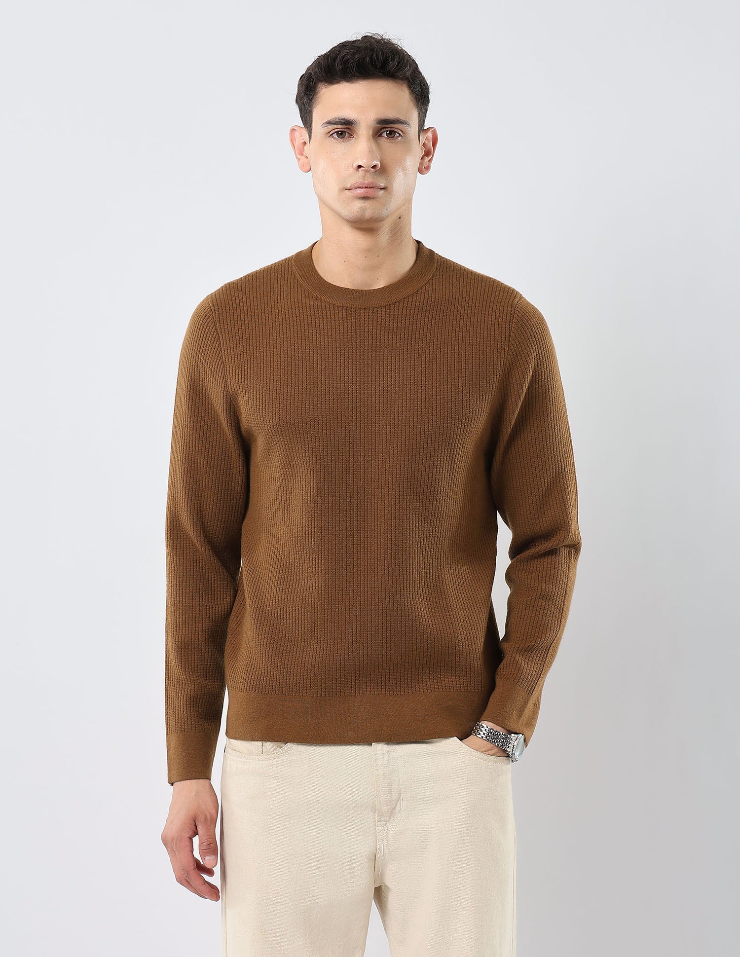 Patterned Knit Regular Fit Sweater Mustard - U.S. POLO ASSN. | Large