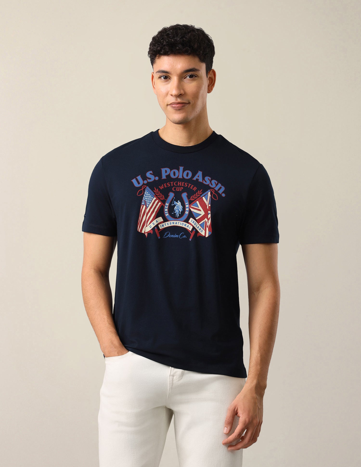 Graphic Brand Printed Slim Fit T-Shirt Navy - U.S. Polo Assn. India | Large