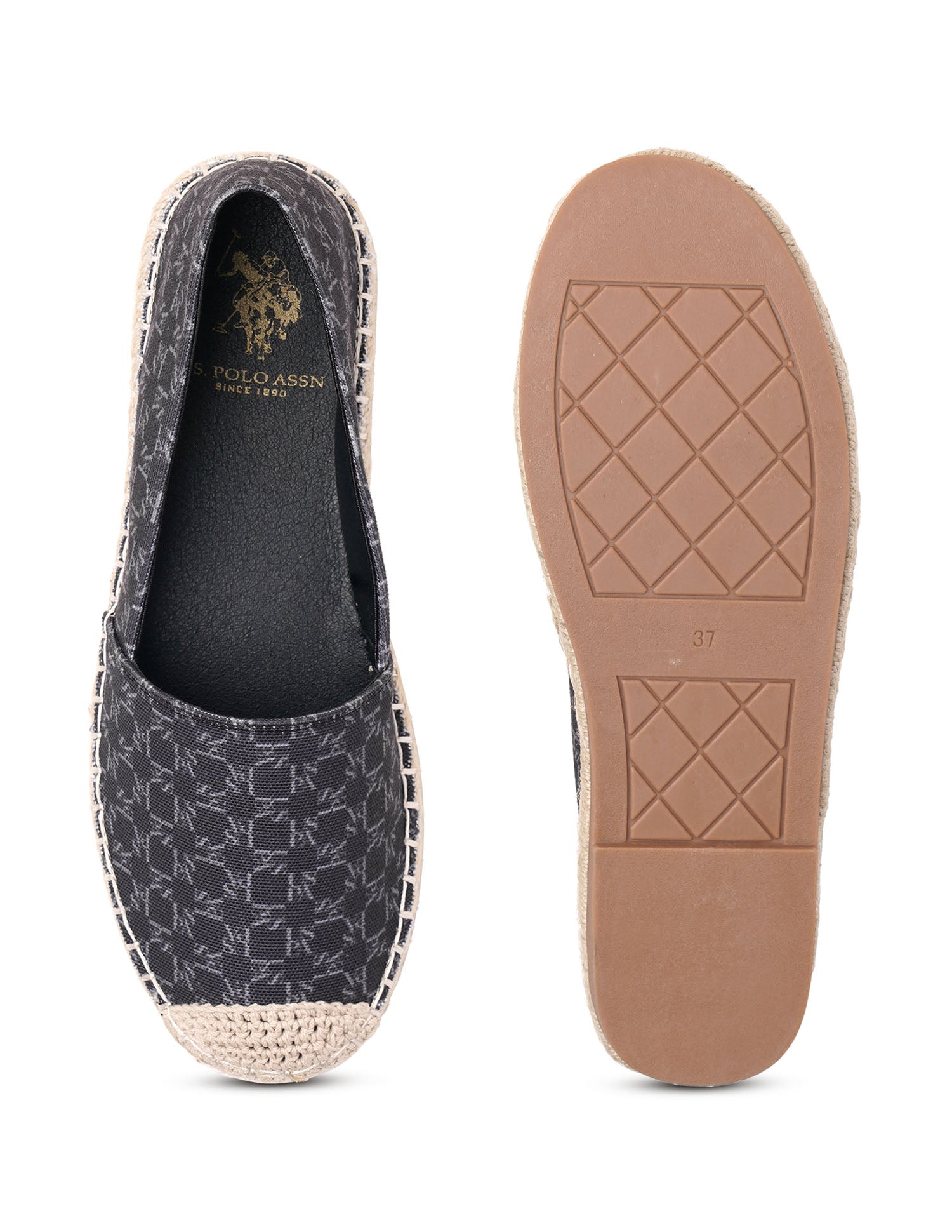 Women Round Toe Brand Print Rosa Sandals Grey - U.S. POLO ASSN. | Large