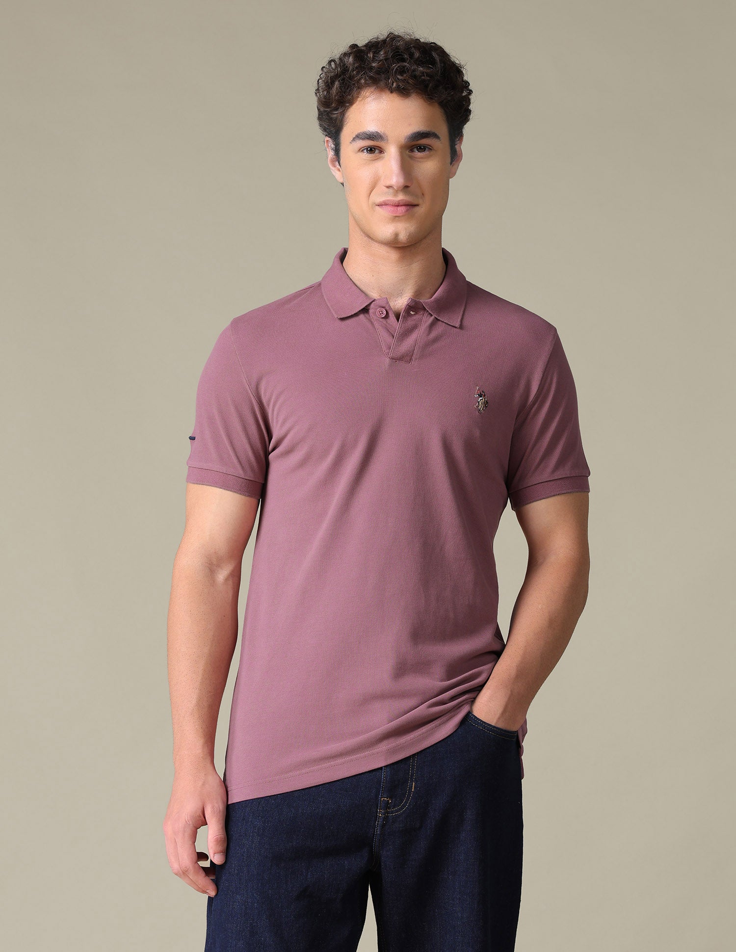 Solid Regular Fit Polo Shirt Pink - U.S. Polo Assn. India | Large
