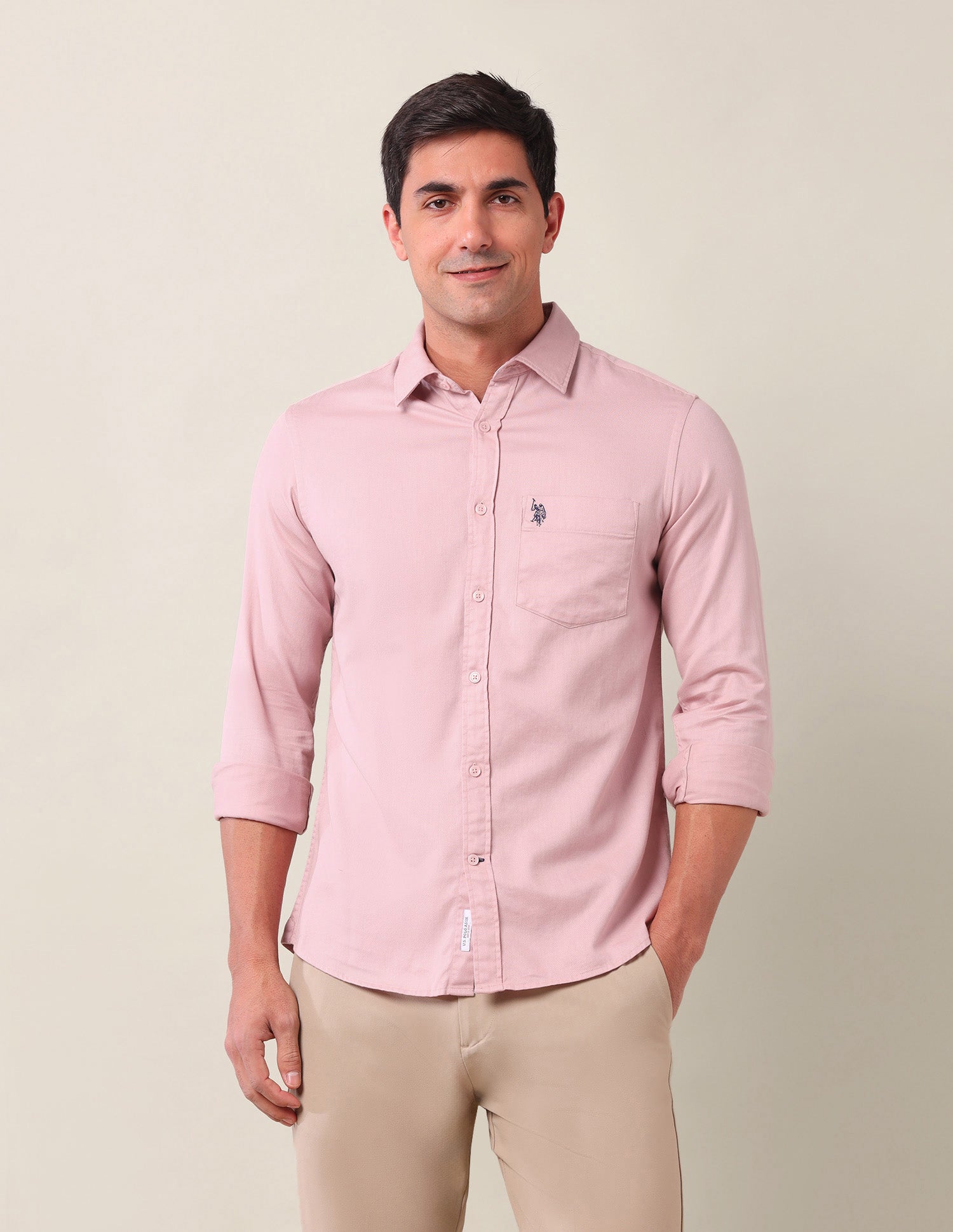 Solid Dobby Shirt Light Pink - U.S. Polo Assn. India | Large
