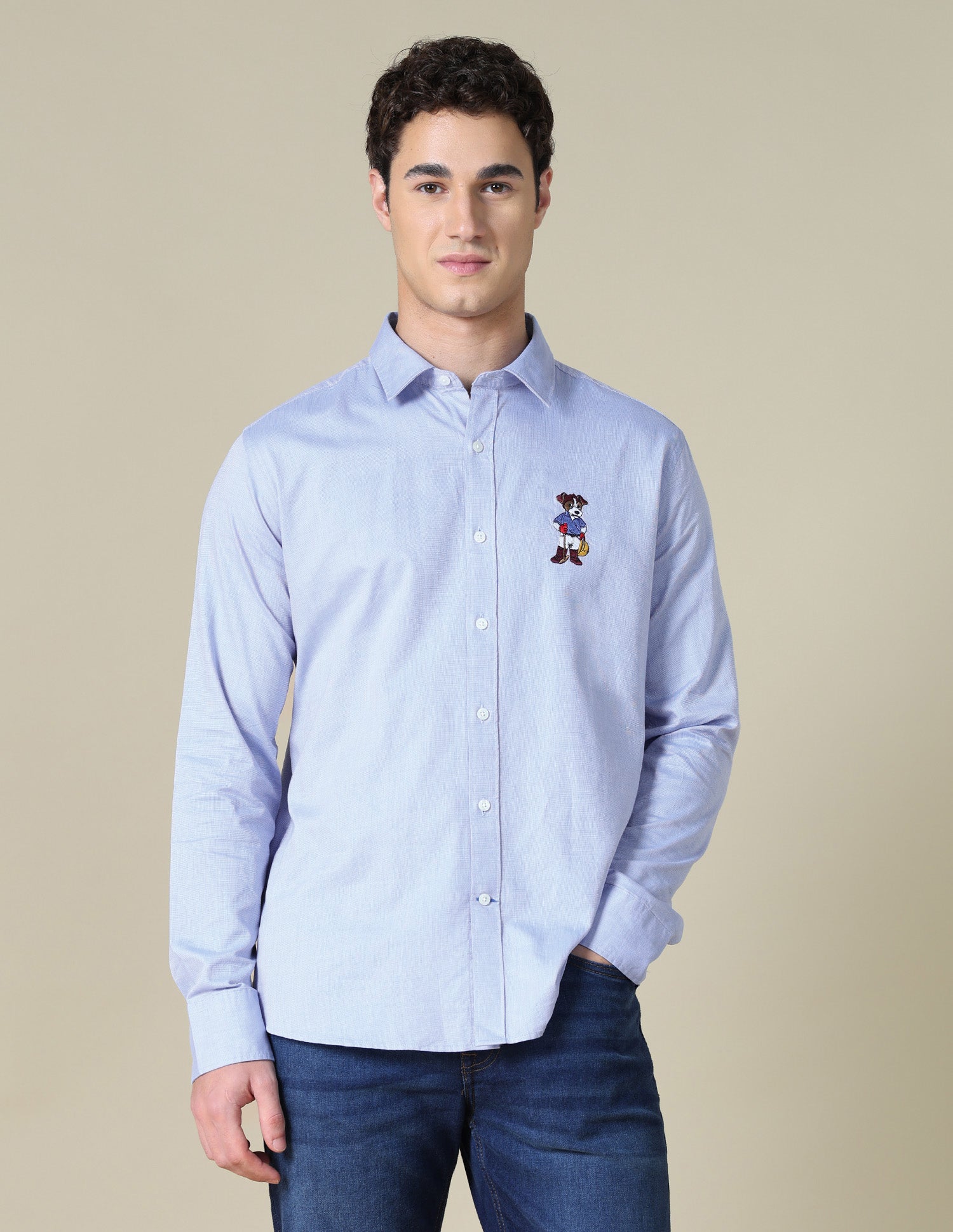 Textured Tailored Fit Shirt Light Blue - U.S. Polo Assn. India | Large