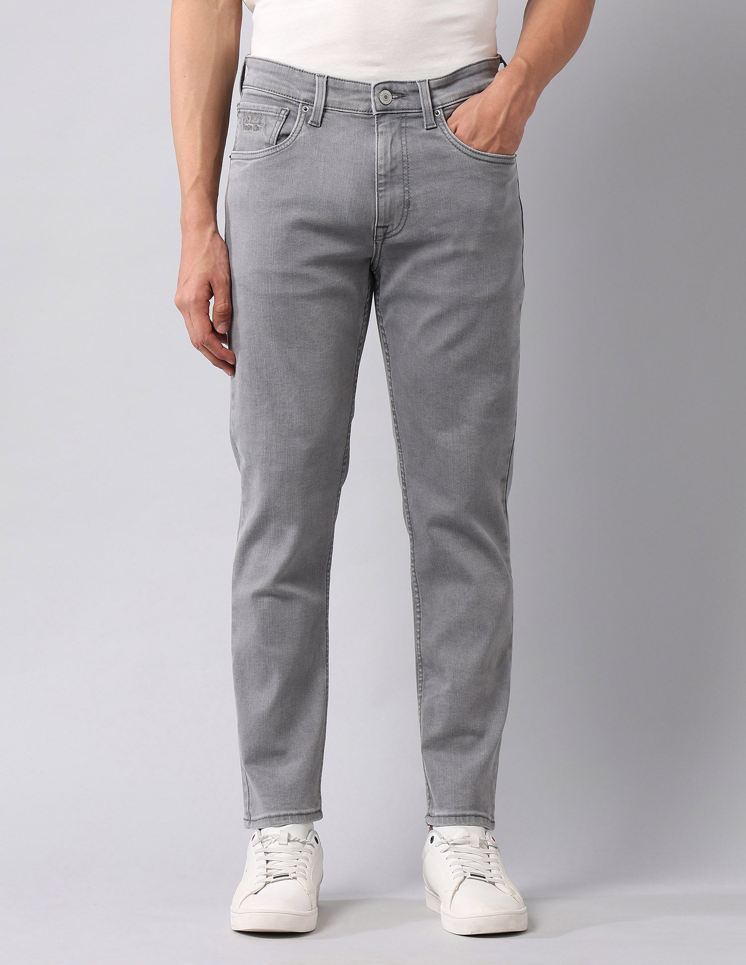 Cole Comfort Cropped Fit Grey Jeans Light Grey - U.S. Polo Assn. India | Large
