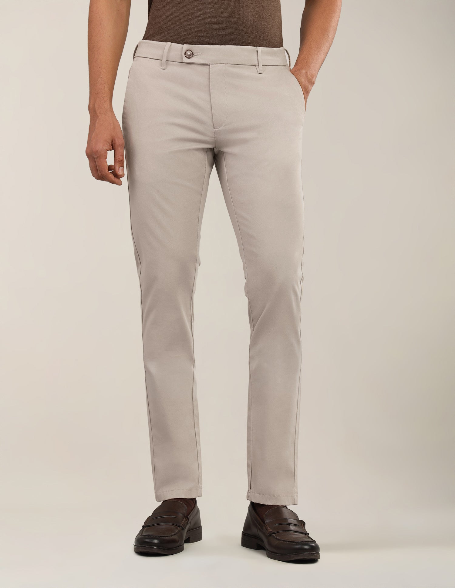 Textured Satin Trousers Beige - U.S. Polo Assn. India | Large