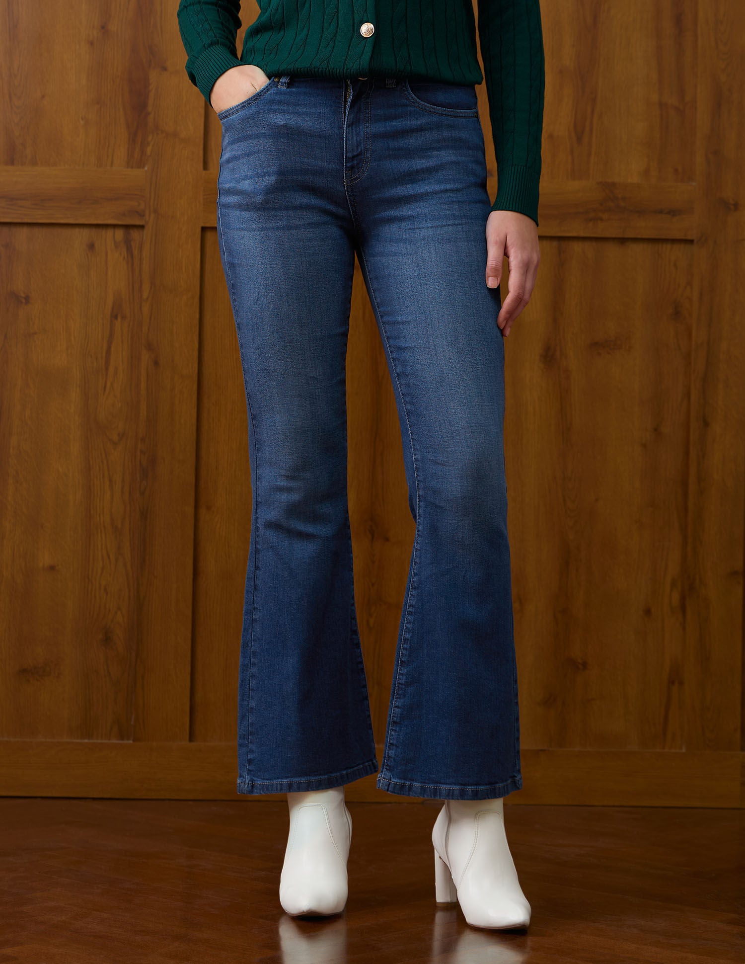 High-Rise Extreme Flared Fit Jeans Blue - U.S. POLO ASSN. | Large