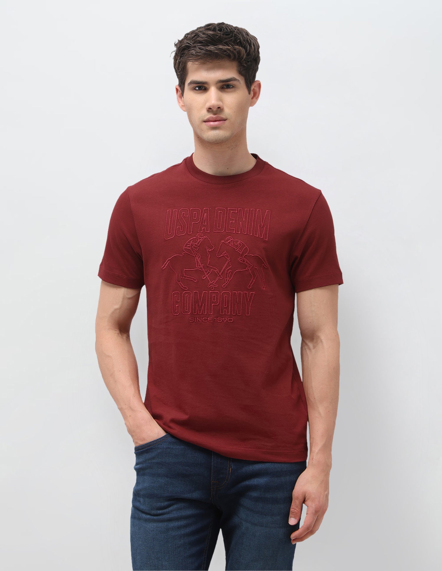Brand Embroidered Slim Fit T-Shirt Red - U.S. Polo Assn. India | Large