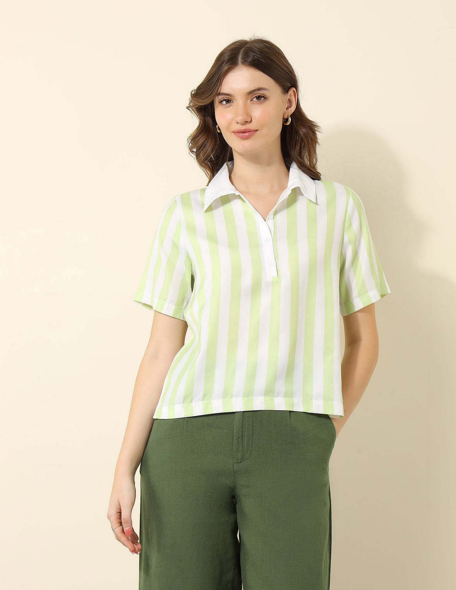 Vertical Striped Polo Top Lime Green - U.S. POLO ASSN. | Large