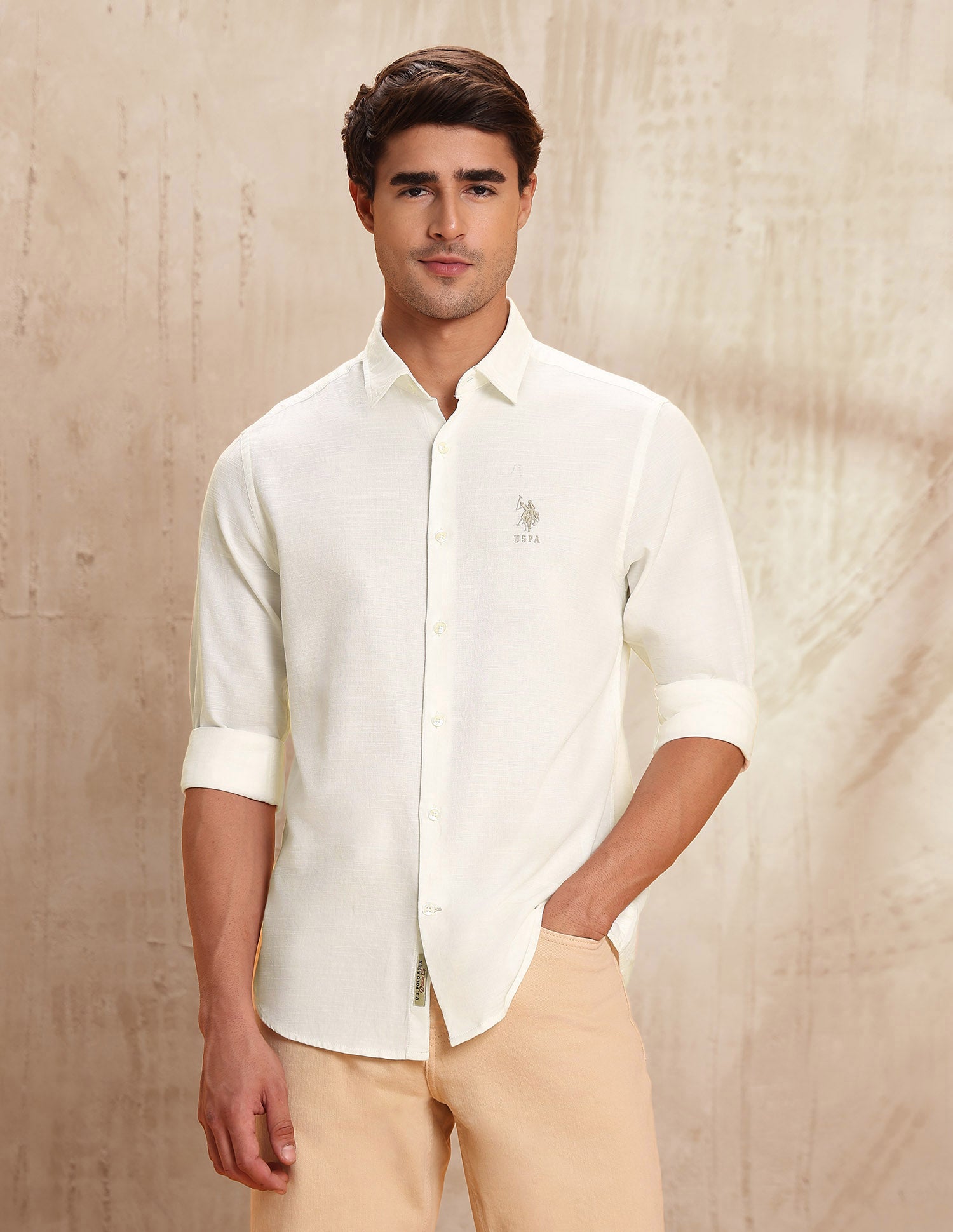 Slim Fit Pure Cotton Shirt White - U.S. POLO ASSN. | Large