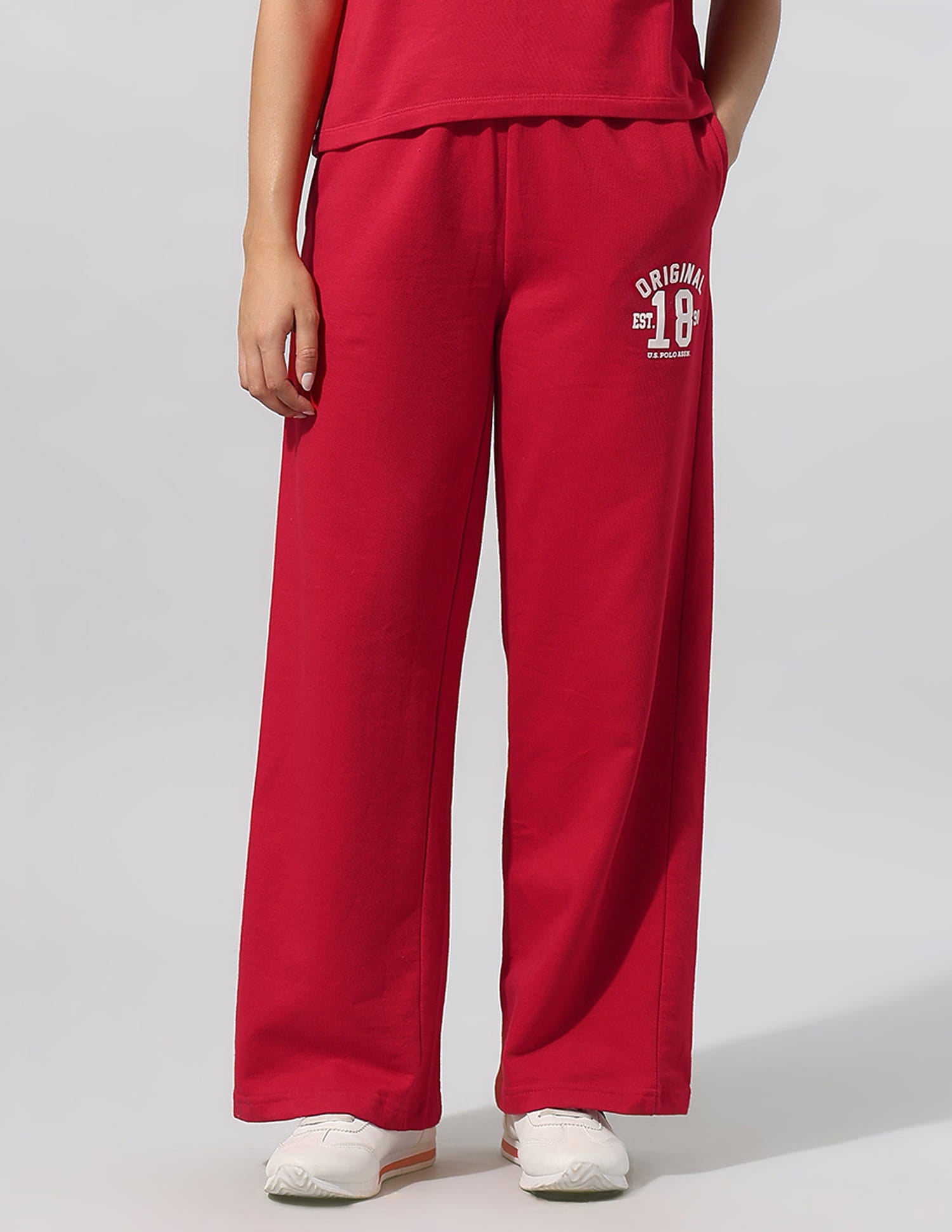 High Waist Wide Leg Trousers Red - U.S. Polo Assn. India | Large