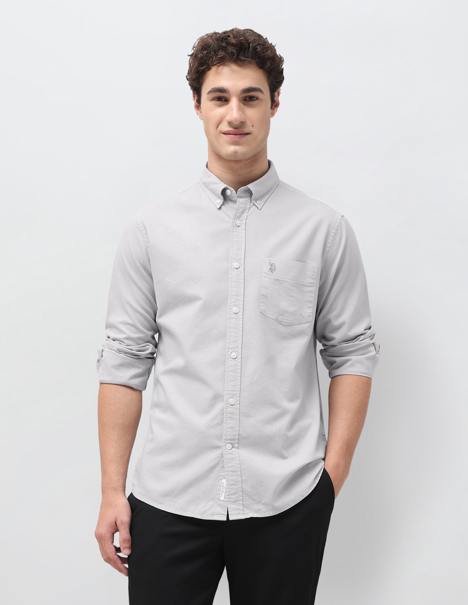Tailored Fit Oxford Shirt Dark Grey - U.S. Polo Assn. India | Large
