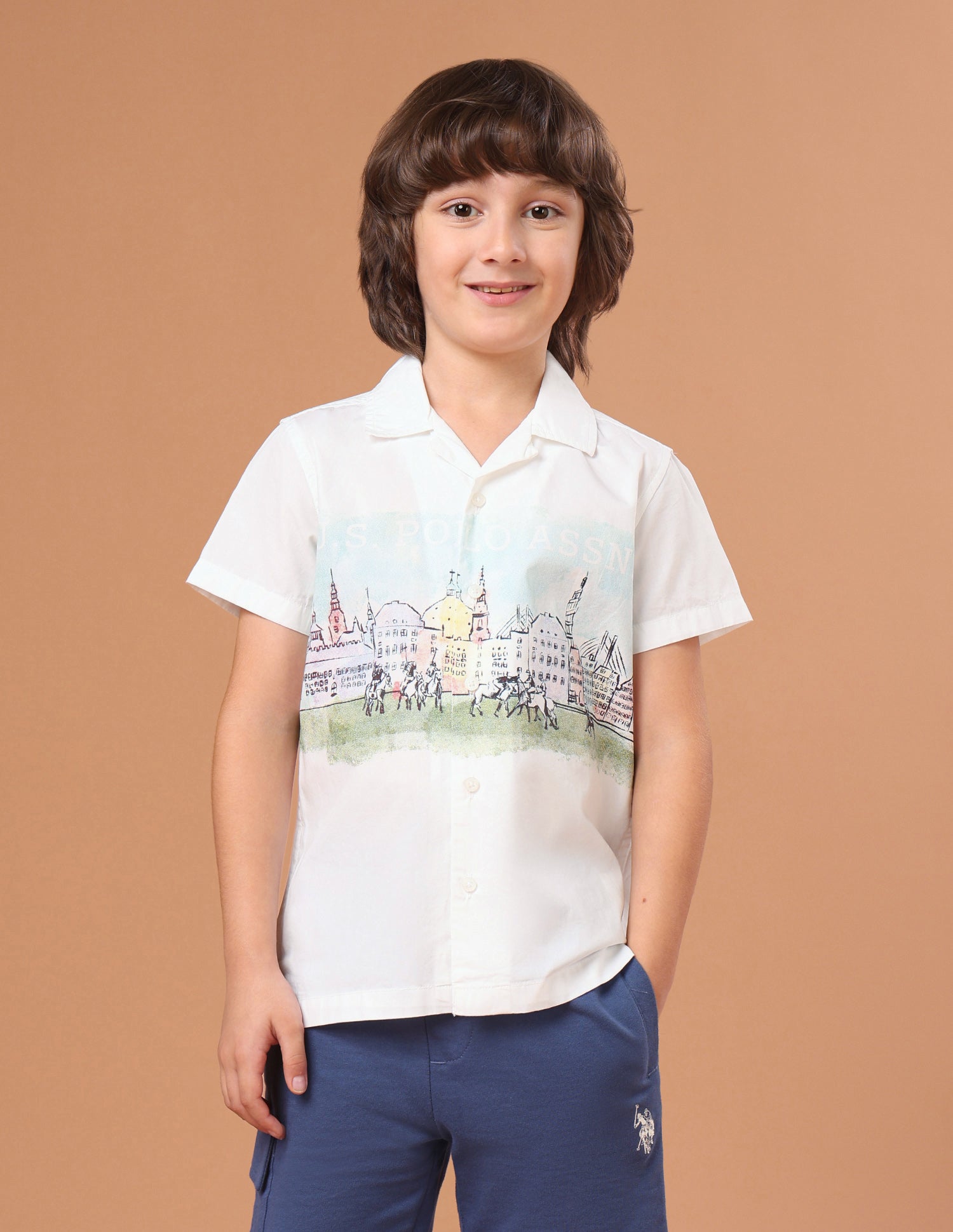 Graphic Brand Printed Regular Fit Shirt White - U.S. Polo Assn. India | Large