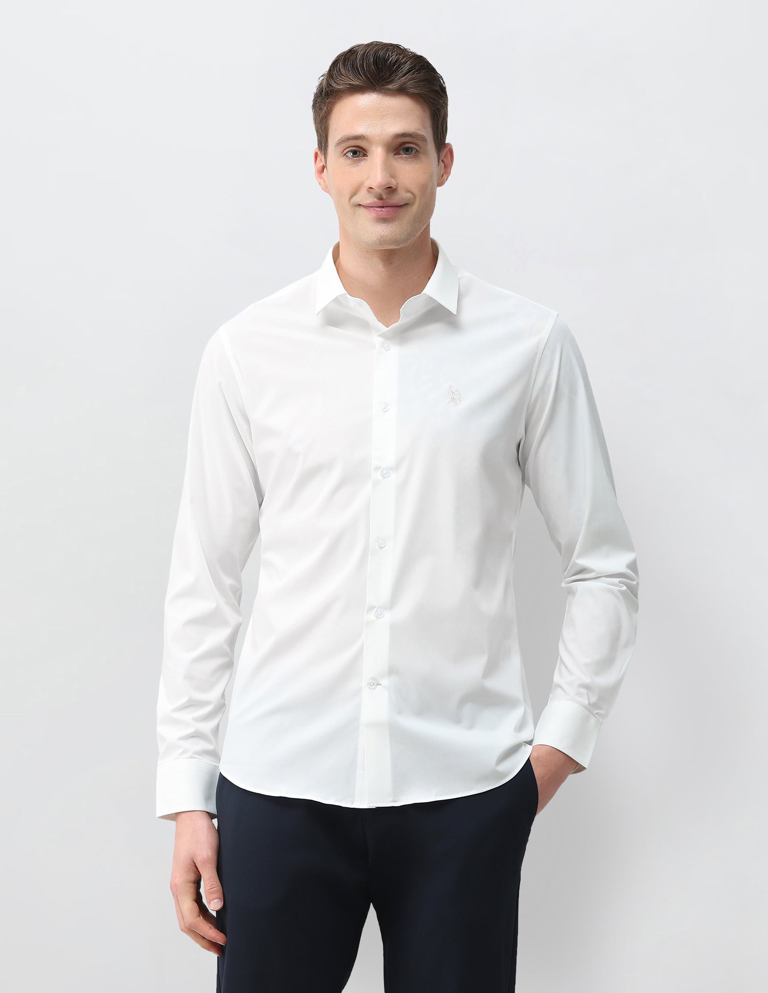 Aeris Solid Regular Fit Shirt White - U.S. Polo Assn. India | Large