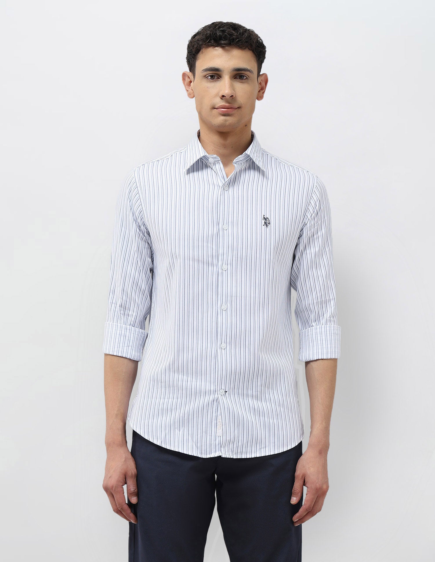 Dobby Tailored Fit Shirt Blue - U.S. POLO ASSN. | Large